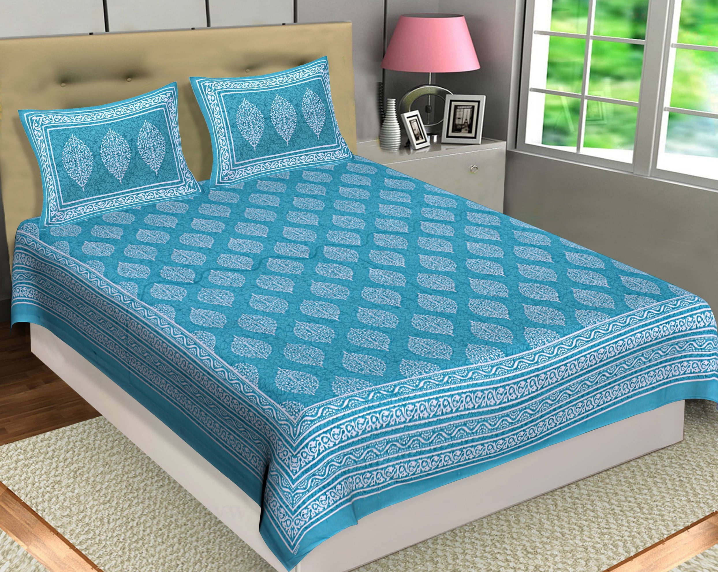 Navkaar Creation Cotton 1 Double Bedsheet with 2 Pillow Covers ( Blue ) Navkaar Creation Cotton 1 Double Bedsheet with 2 Pillow Covers ( Blue )