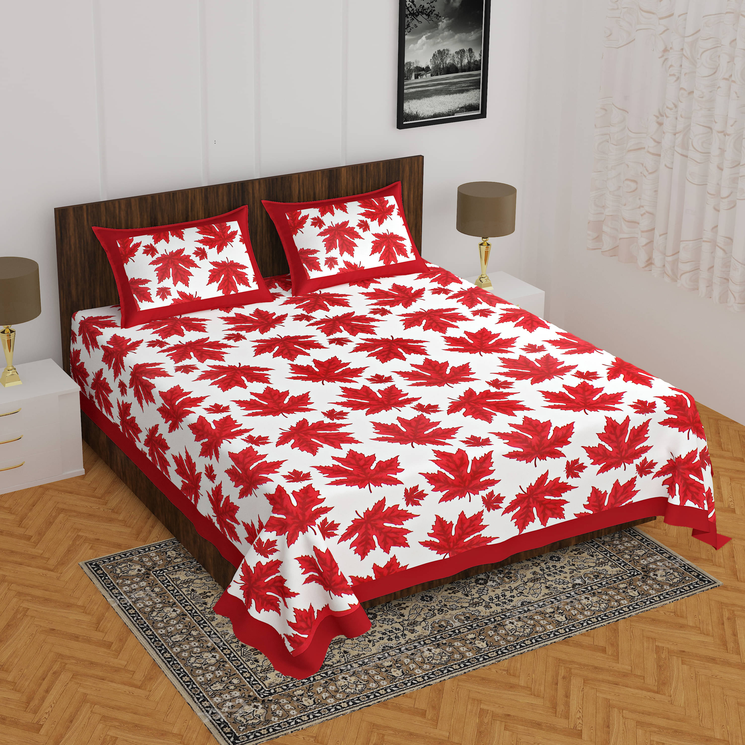 Navkaar Creation Cotton 1 Double Bedsheet with 2 Pillow Covers ( Red ) Navkaar Creation Cotton 1 Double Bedsheet with 2 Pillow Covers ( Red )