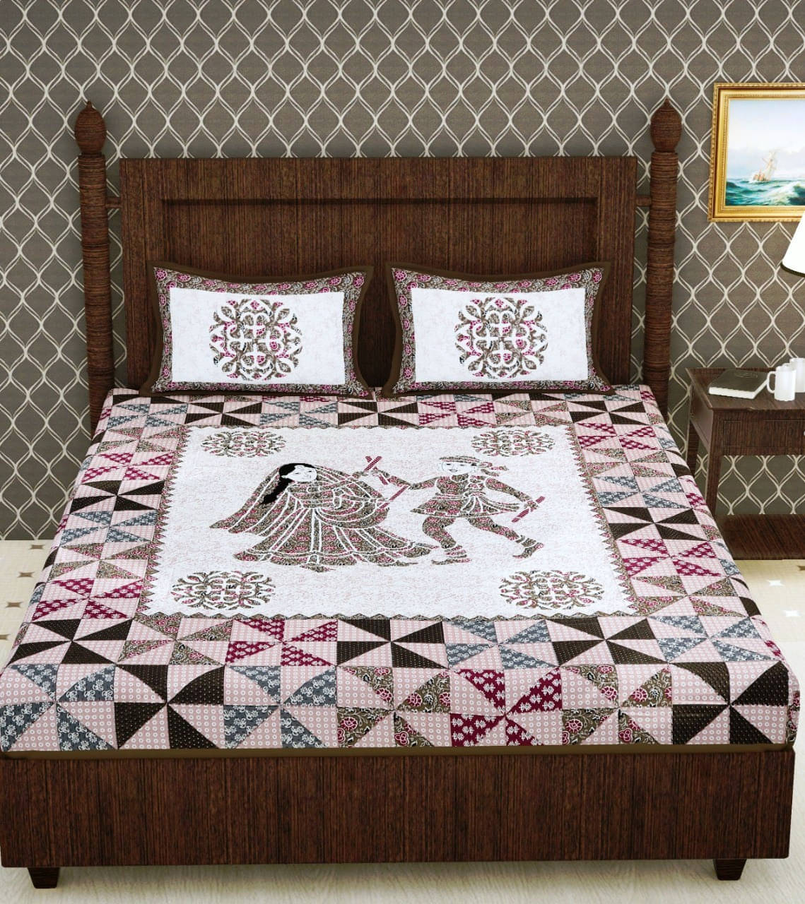 Navkaar Creation Cotton 1 Double Bedsheet with 2 Pillow Covers ( Multicolor )     			Navkaar Creation Cotton 1 Double Bedsheet with 2 Pillow Covers ( Multicolor )