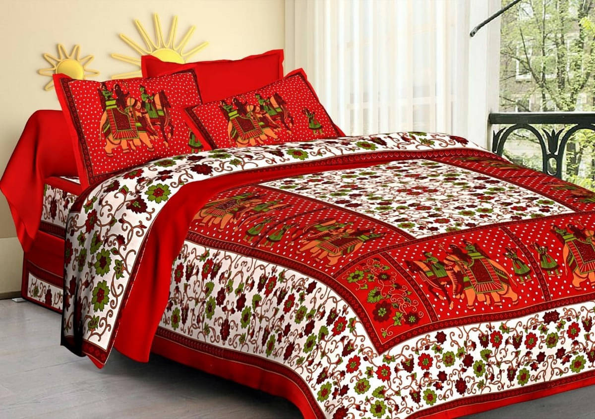Navkaar Creation Cotton 1 Double Bedsheet with 2 Pillow Covers ( Red ) Navkaar Creation Cotton 1 Double Bedsheet with 2 Pillow Covers ( Red )