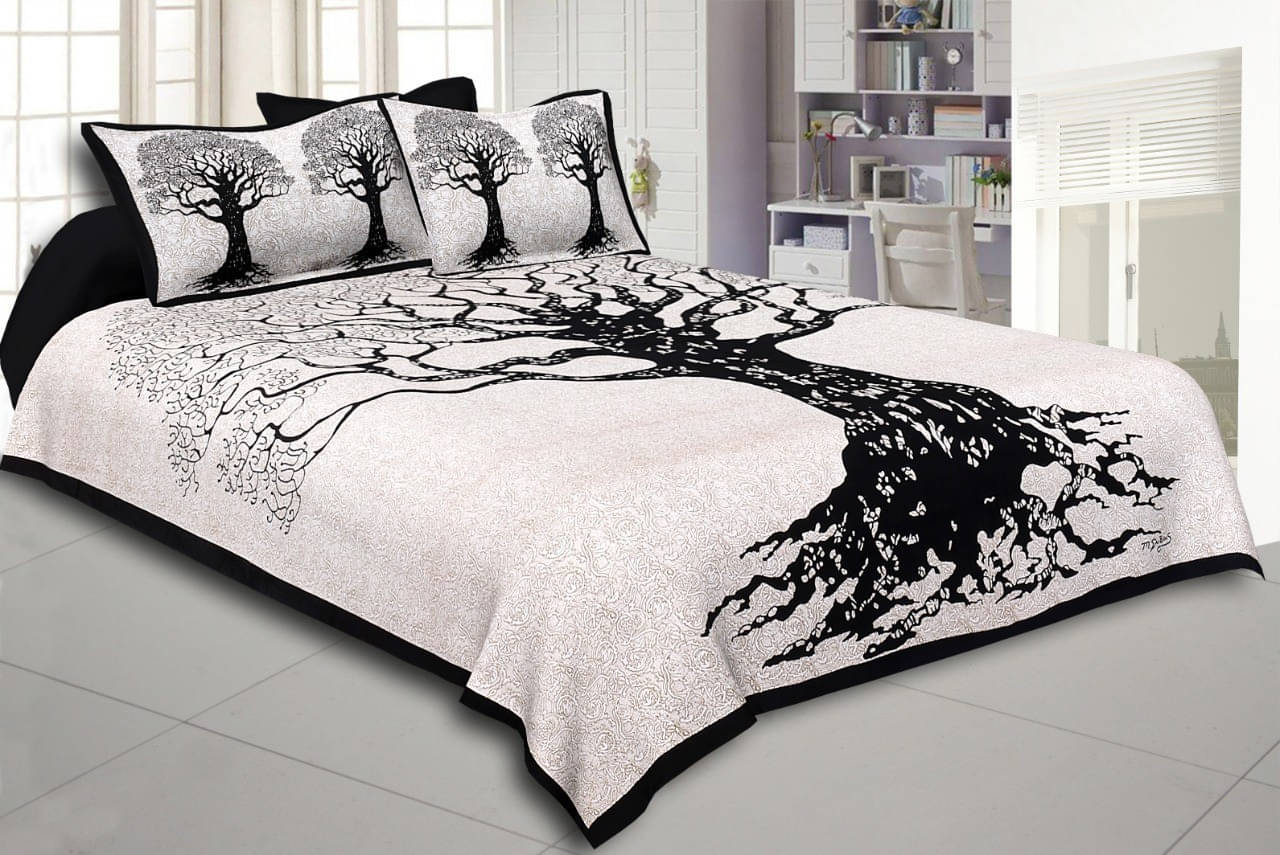 Navkaar Creation Cotton 1 Double Bedsheet with 2 Pillow Covers ( Black ) Navkaar Creation Cotton 1 Double Bedsheet with 2 Pillow Covers ( Black )