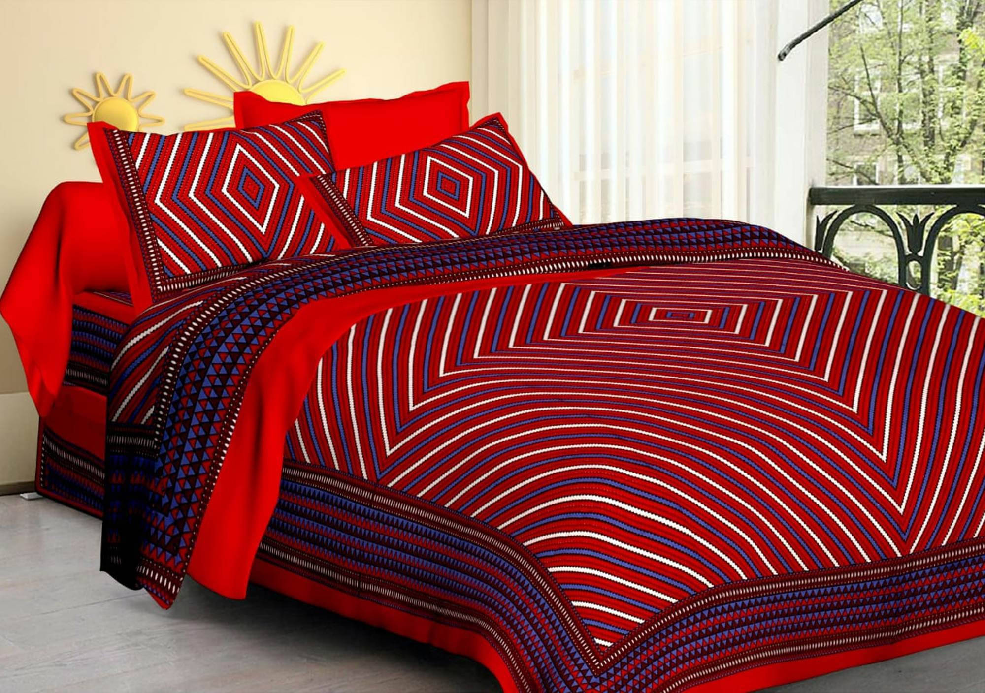 Navkaar Creation Cotton 1 Double Bedsheet with 2 Pillow Covers ( Red ) Navkaar Creation Cotton 1 Double Bedsheet with 2 Pillow Covers ( Red )