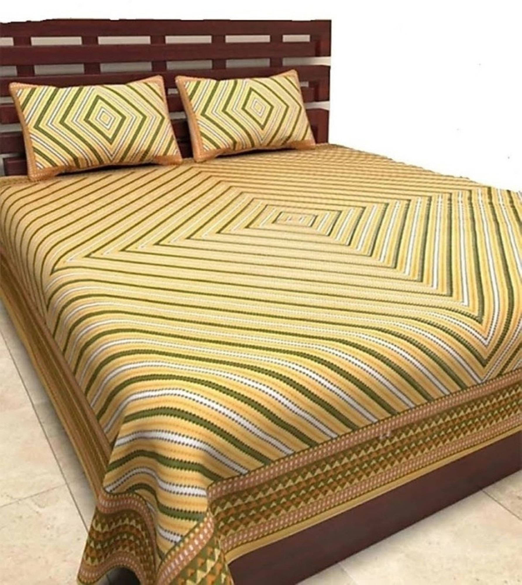 Navkaar Creation Cotton 1 Double Bedsheet with 2 Pillow Covers ( Green ) Navkaar Creation Cotton 1 Double Bedsheet with 2 Pillow Covers ( Green )