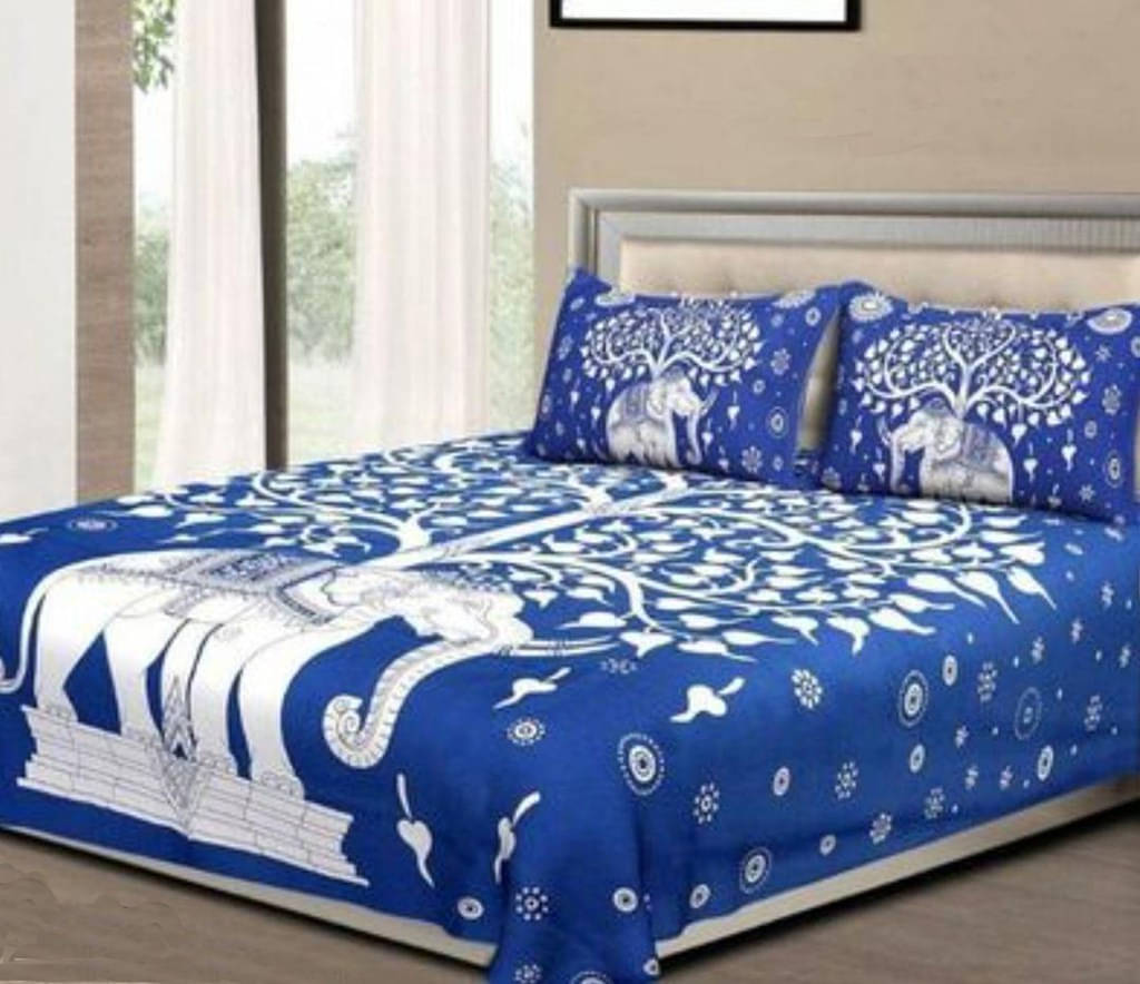 Navkaar Creation Cotton 1 Double Bedsheet with 2 Pillow Covers ( Blue ) Navkaar Creation Cotton 1 Double Bedsheet with 2 Pillow Covers ( Blue )