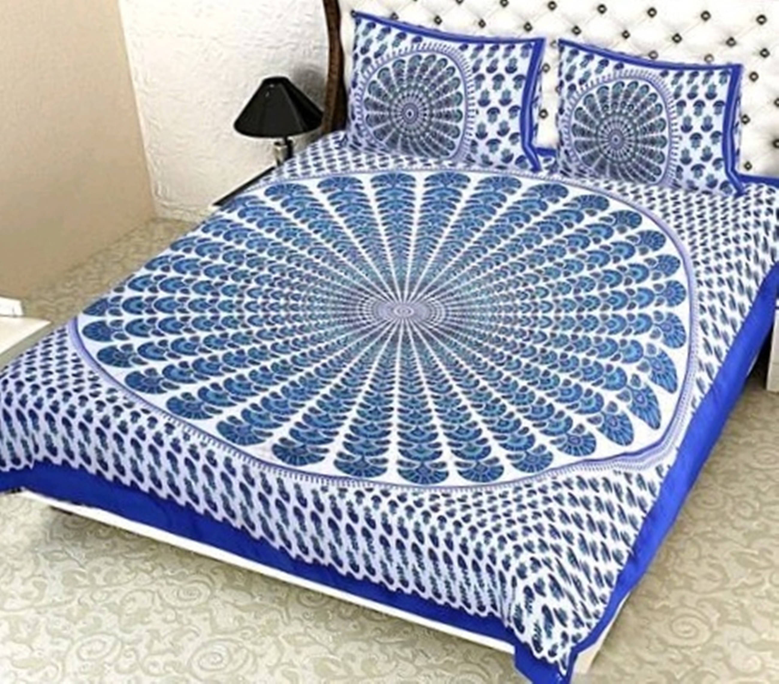 Navkaar Creation Cotton 1 Double Bedsheet with 2 Pillow Covers ( Blue ) Navkaar Creation Cotton 1 Double Bedsheet with 2 Pillow Covers ( Blue )