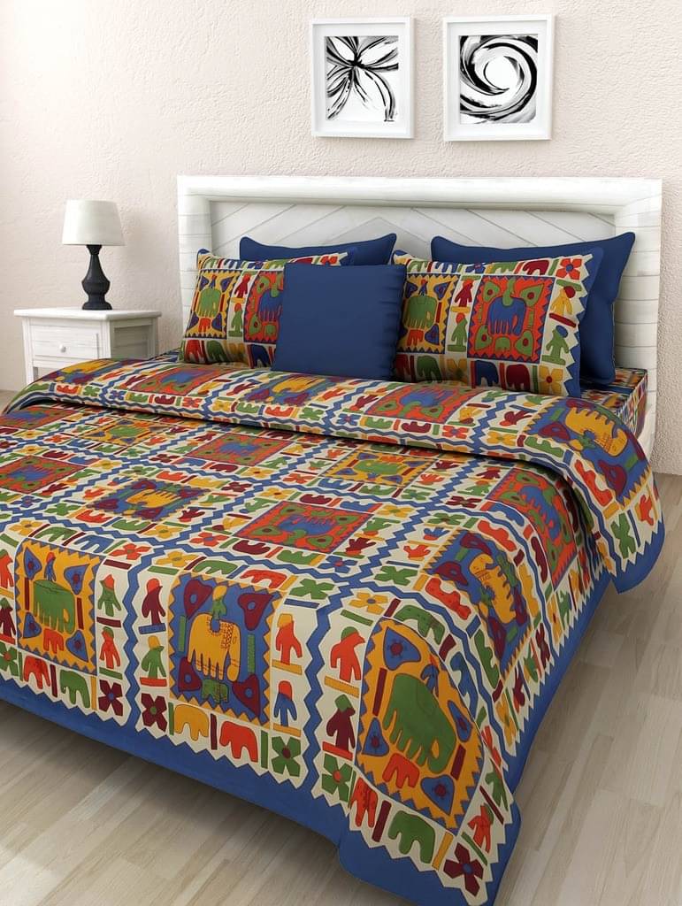     			Navkaar Creation Cotton 1 Double Bedsheet with 2 Pillow Covers ( Beige )