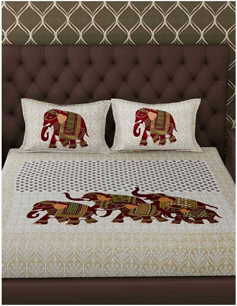 Navkaar Creation Cotton 1 Double Bedsheet with 2 Pillow Covers ( Beige ) Navkaar Creation Cotton 1 Double Bedsheet with 2 Pillow Covers ( Beige )
