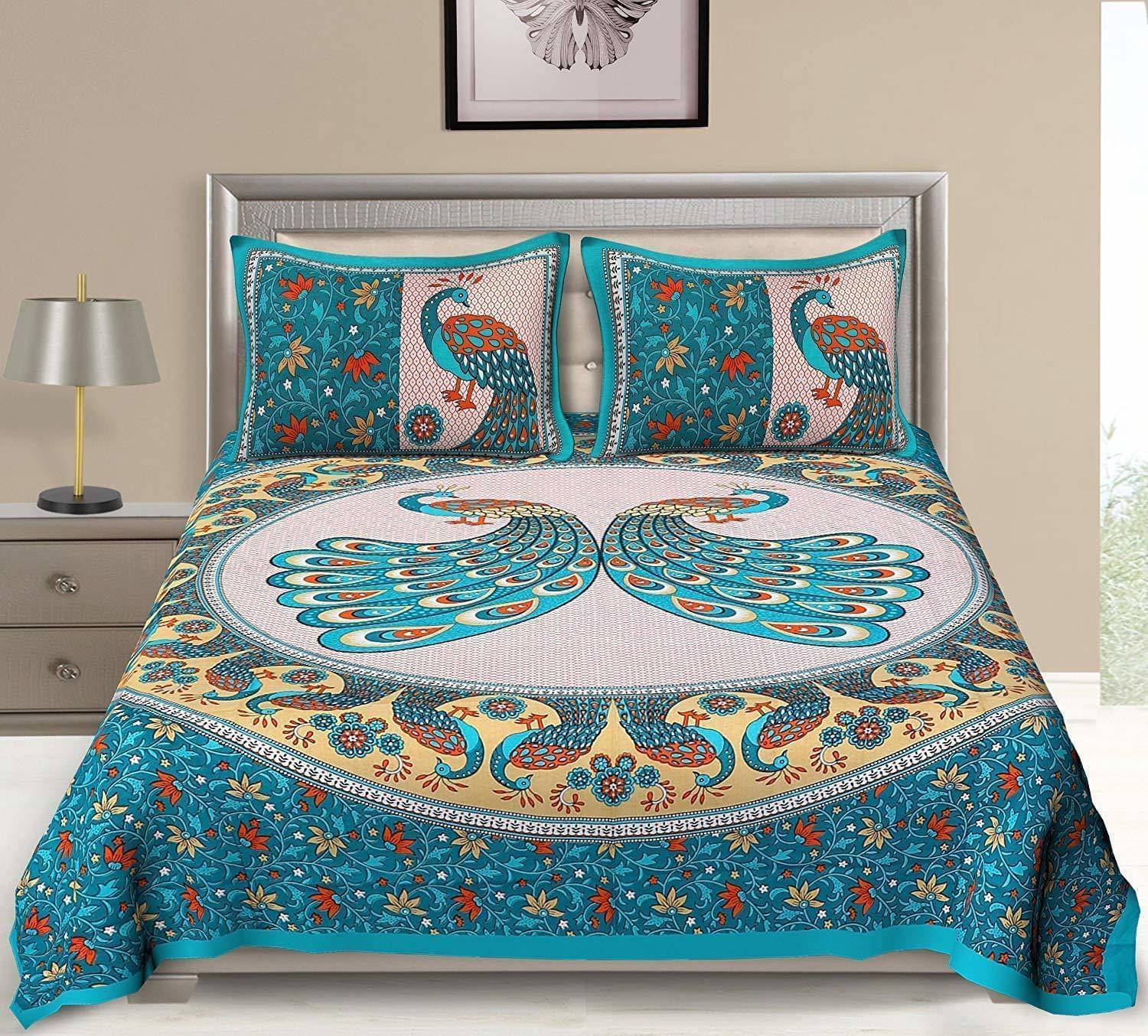 Navkaar Creation Cotton 1 Double Bedsheet with 2 Pillow Covers ( Multicolor ) Navkaar Creation Cotton 1 Double Bedsheet with 2 Pillow Covers ( Multicolor )