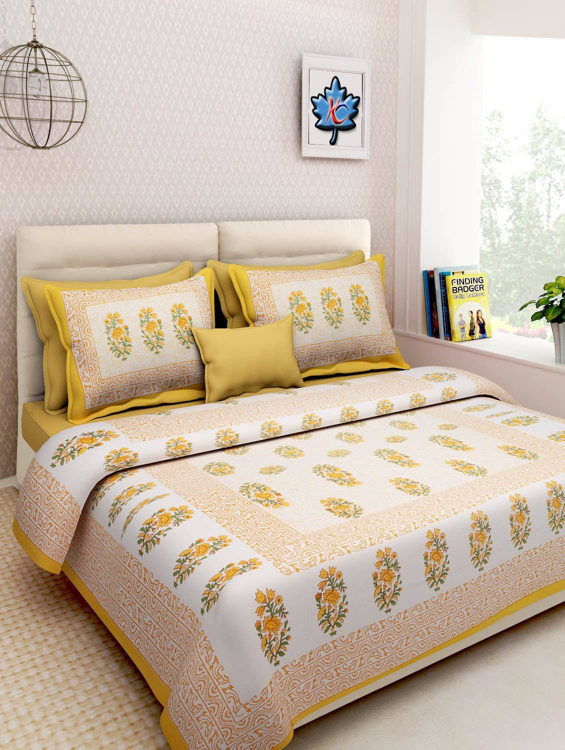 Navkaar Creation Cotton 1 Double Bedsheet with 2 Pillow Covers ( Yellow ) Navkaar Creation Cotton 1 Double Bedsheet with 2 Pillow Covers ( Yellow )