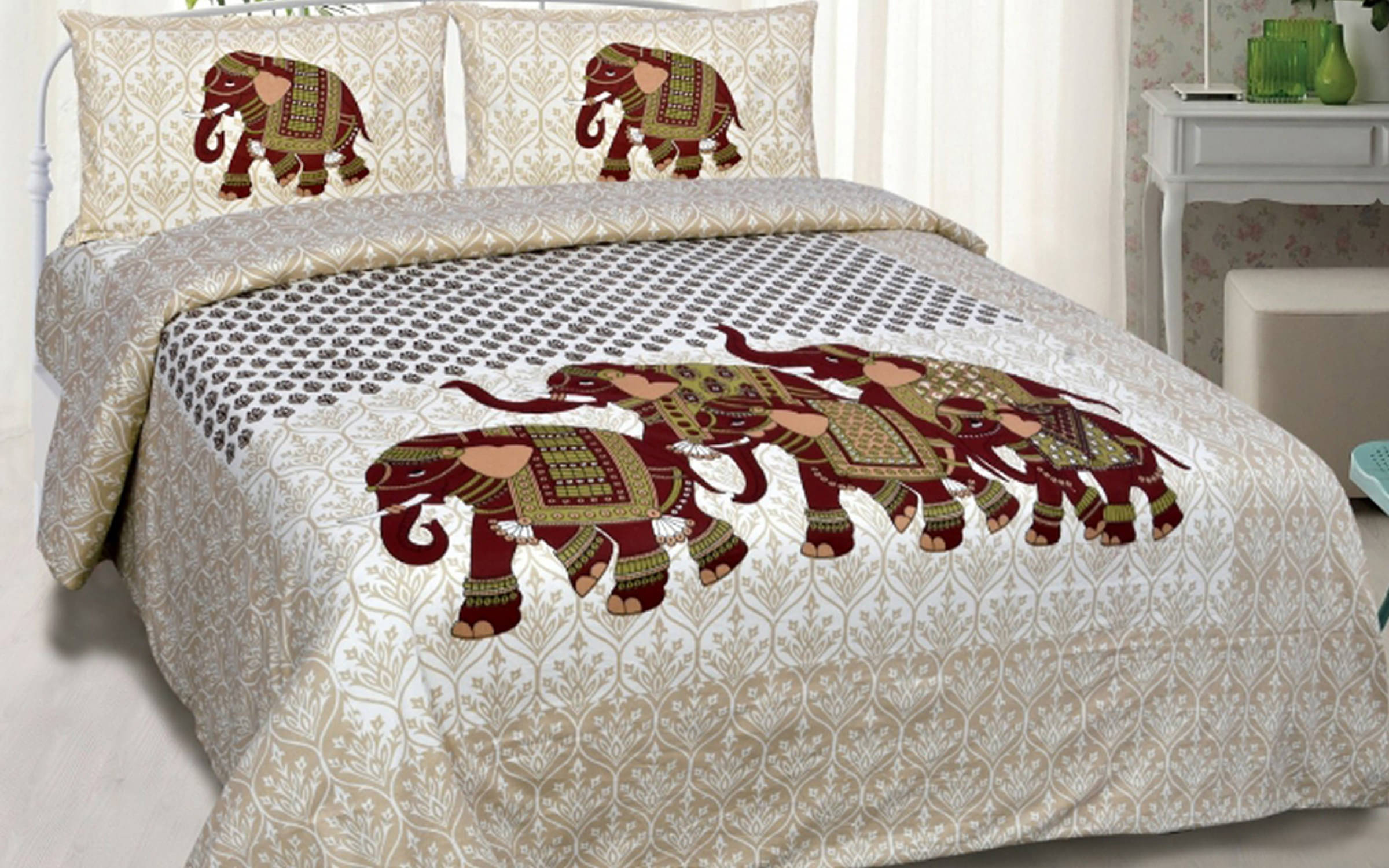 Navkaar Creation Cotton 1 Double Bedsheet with 2 Pillow Covers ( White ) Navkaar Creation Cotton 1 Double Bedsheet with 2 Pillow Covers ( White )