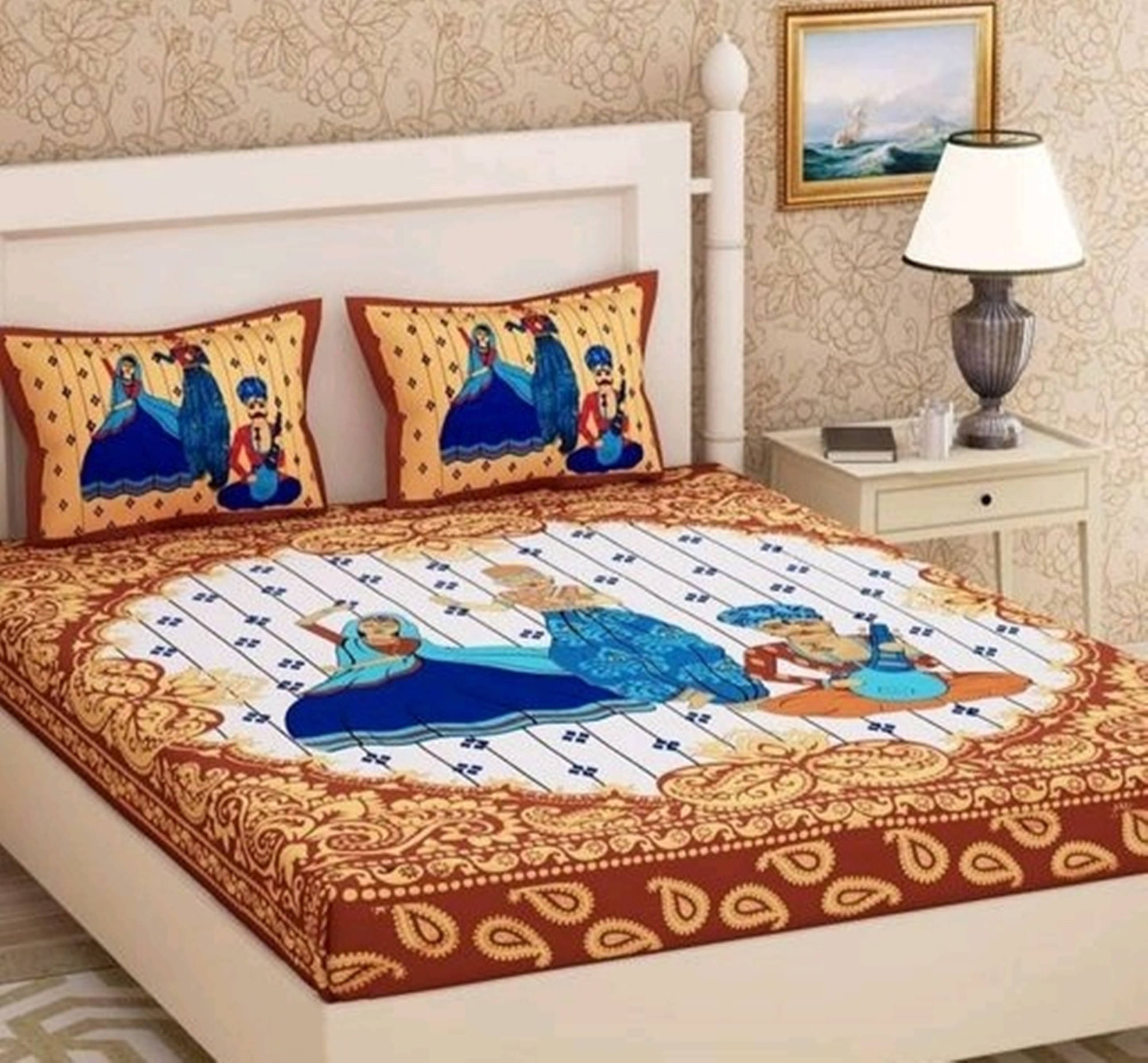 Navkaar Creation Cotton 1 Double Bedsheet with 2 Pillow Covers ( Brown ) Navkaar Creation Cotton 1 Double Bedsheet with 2 Pillow Covers ( Brown )