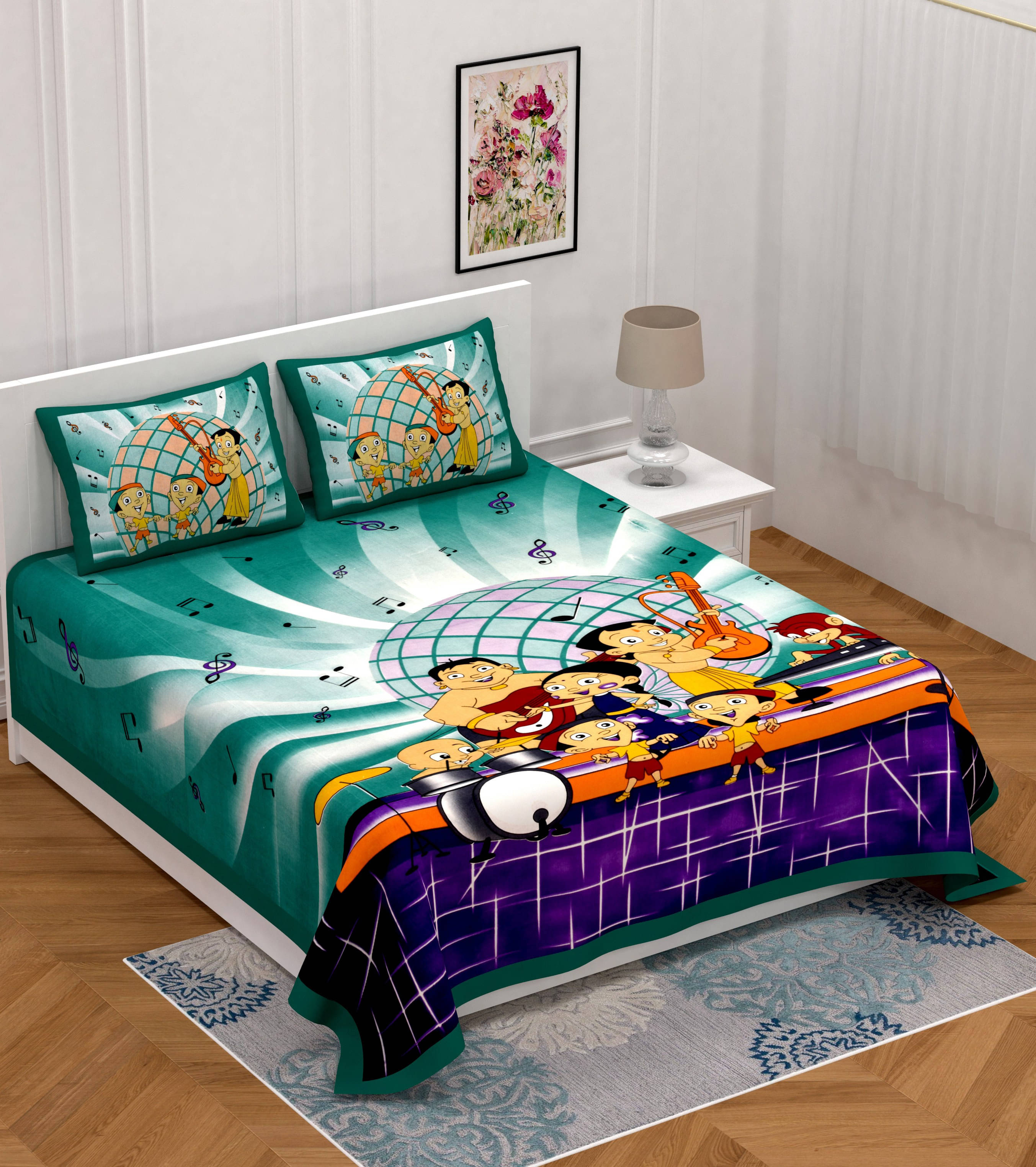 Navkaar Creation Cotton 1 Double Bedsheet with 2 Pillow Covers ( Green ) Navkaar Creation Cotton 1 Double Bedsheet with 2 Pillow Covers ( Green )