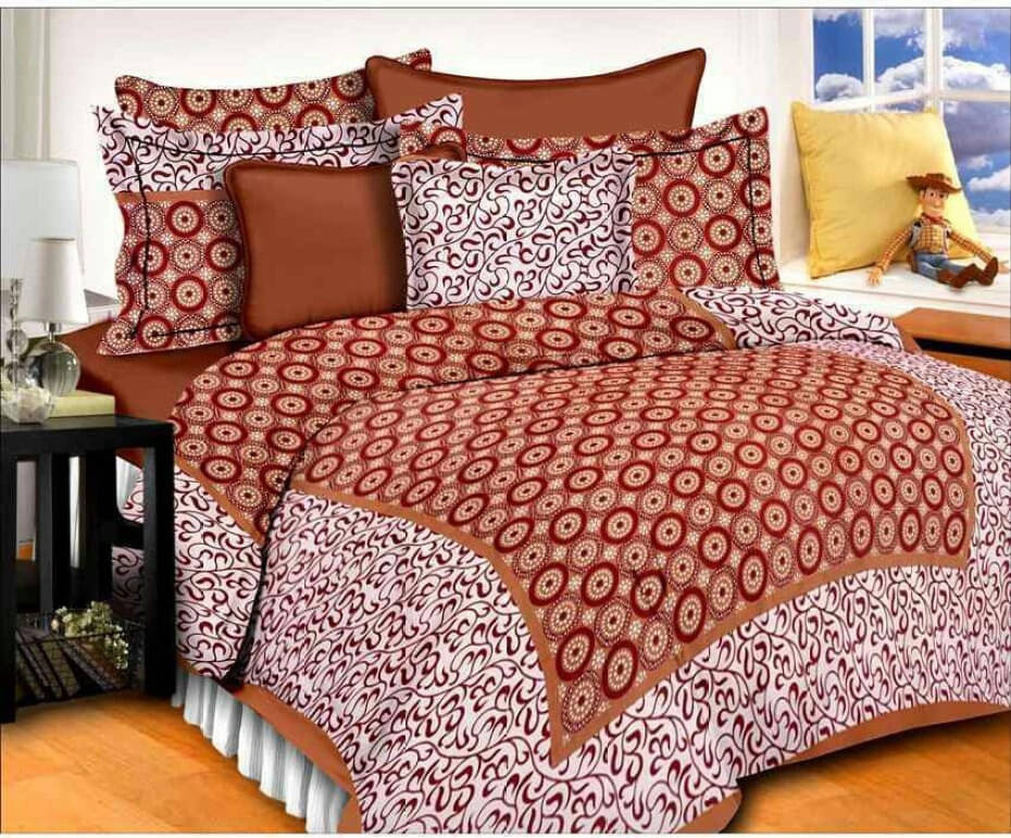     			Navkaar Creation Cotton 1 Double Bedsheet with 2 Pillow Covers ( Brown )