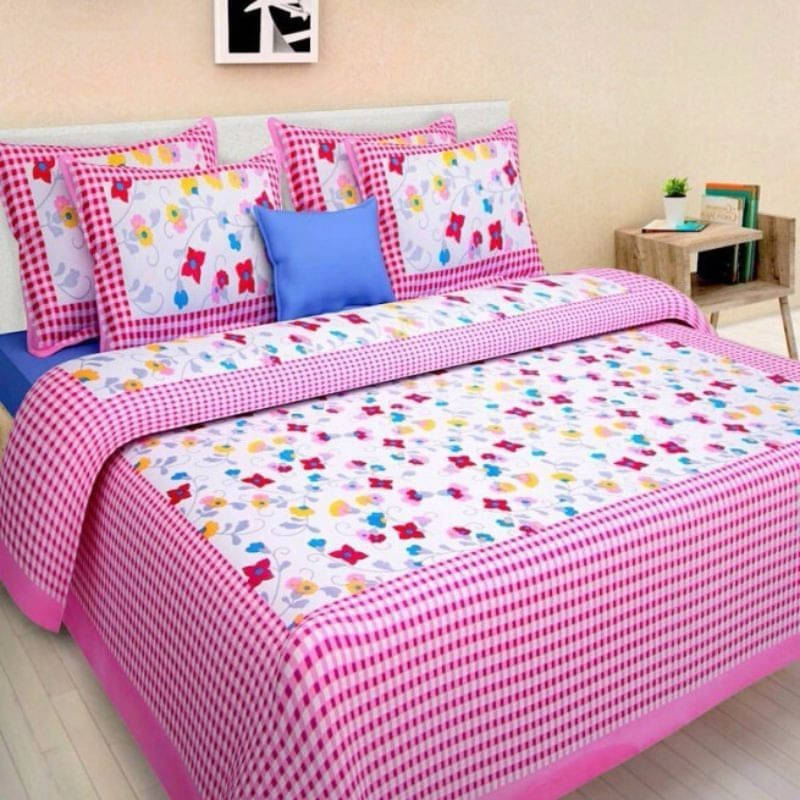     			Navkaar Creation Cotton 1 Double Bedsheet with 2 Pillow Covers ( Red )
