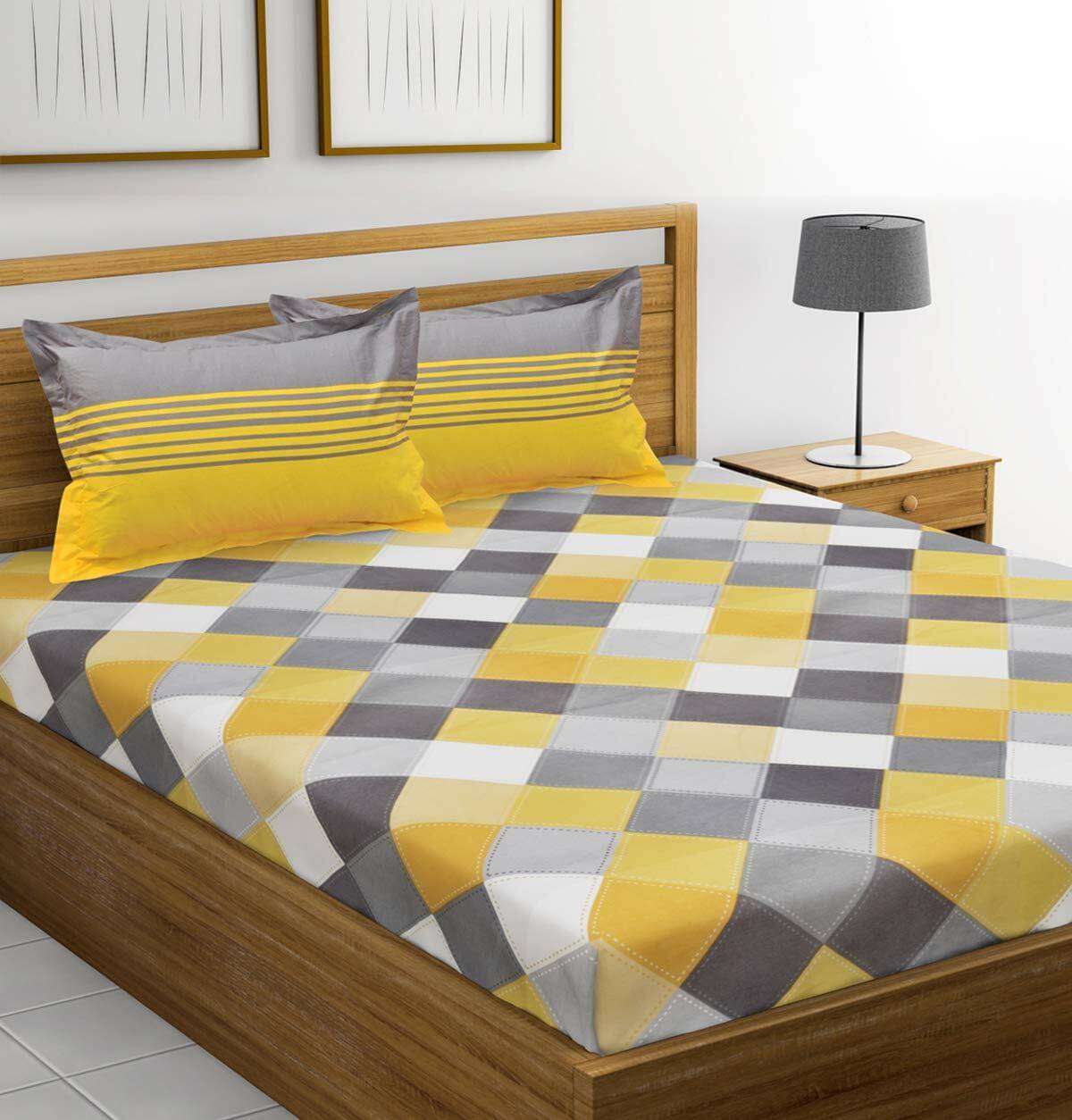 Navkaar Creation Cotton 1 Double Bedsheet with 2 Pillow Covers ( Yellow ) Navkaar Creation Cotton 1 Double Bedsheet with 2 Pillow Covers ( Yellow )