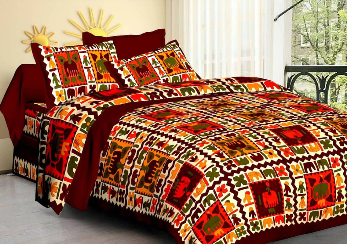 Navkaar Creation Cotton 1 Double Bedsheet with 2 Pillow Covers ( Brown ) Navkaar Creation Cotton 1 Double Bedsheet with 2 Pillow Covers ( Brown )