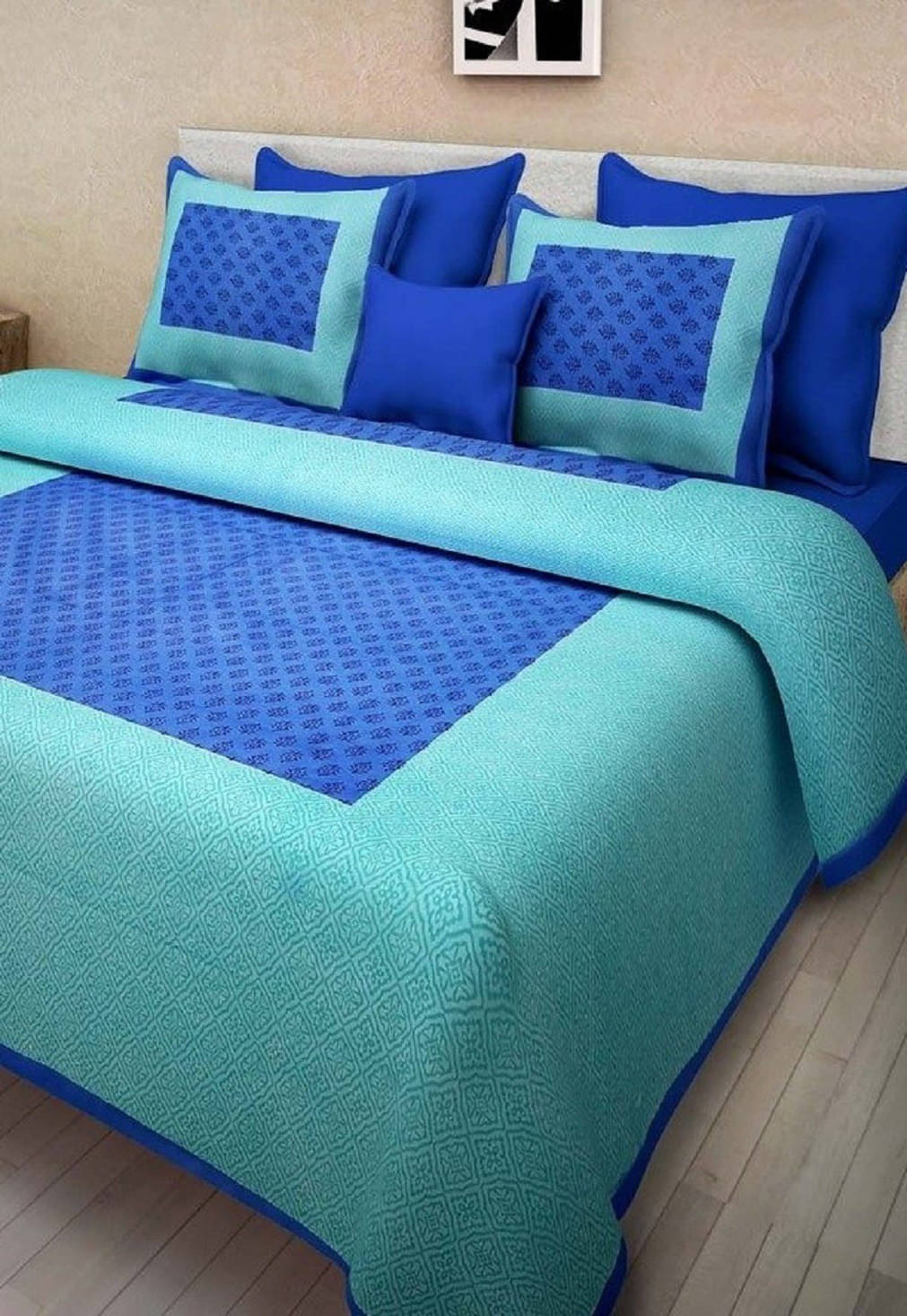 Navkaar Creation Cotton 1 Double Bedsheet with 2 Pillow Covers ( Blue ) Navkaar Creation Cotton 1 Double Bedsheet with 2 Pillow Covers ( Blue )