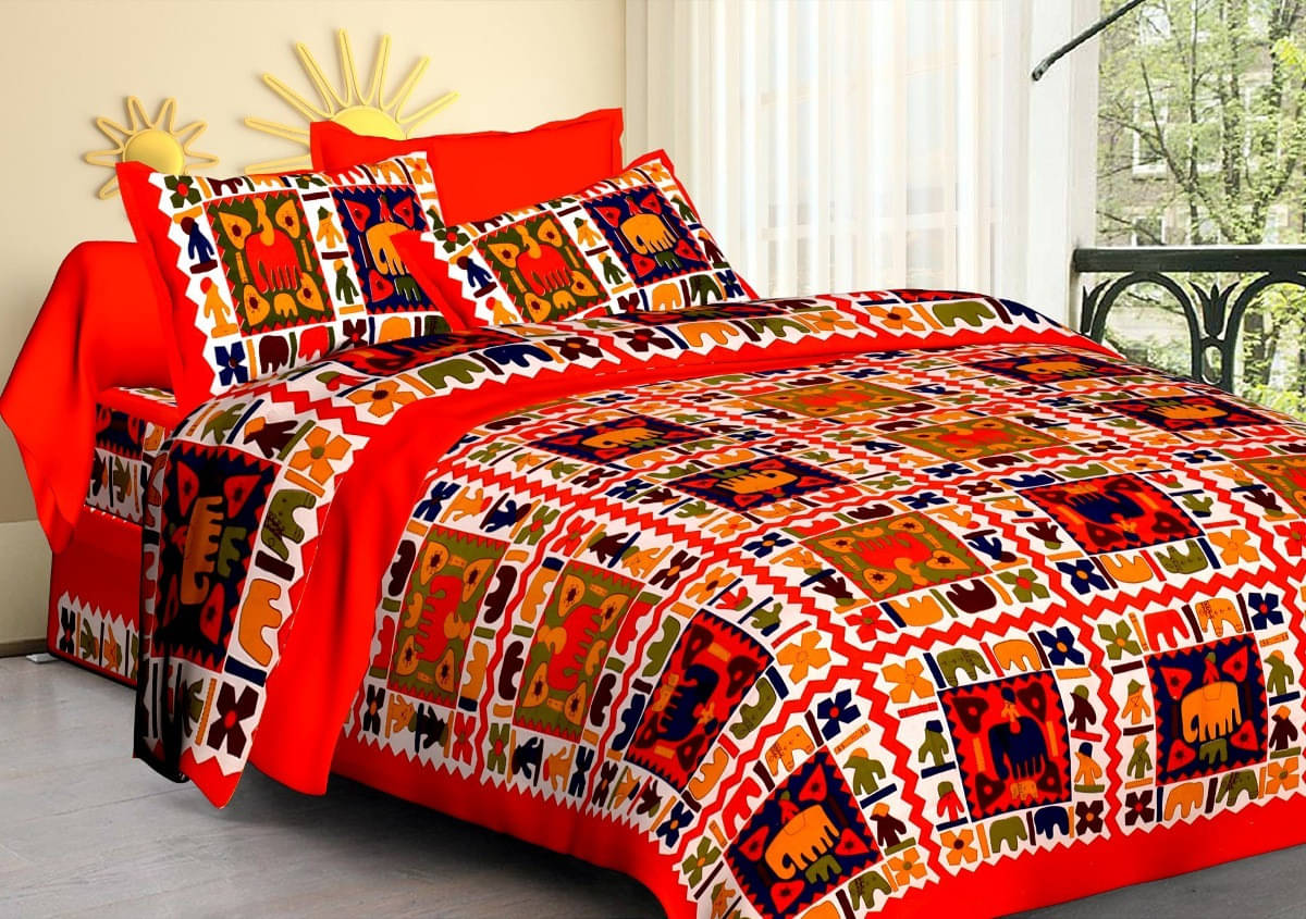Navkaar Creation Cotton 1 Double Bedsheet with 2 Pillow Covers ( Multicolor ) Navkaar Creation Cotton 1 Double Bedsheet with 2 Pillow Covers ( Multicolor )