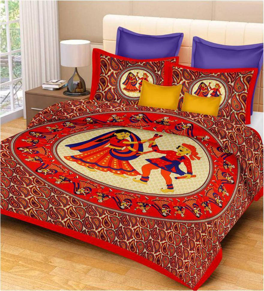 Navkaar Creation Cotton 1 Double Bedsheet with 2 Pillow Covers ( Orange ) Navkaar Creation Cotton 1 Double Bedsheet with 2 Pillow Covers ( Orange )