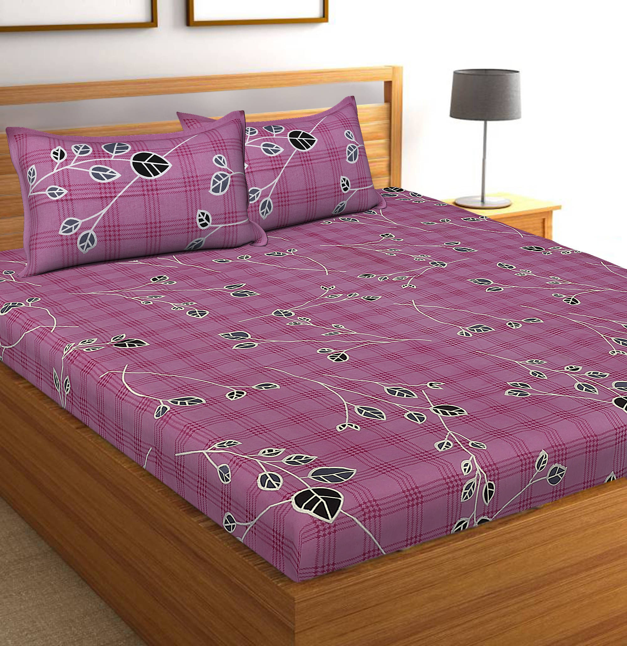 Navkaar Creation Cotton 1 Double Bedsheet with 2 Pillow Covers ( Pink ) Navkaar Creation Cotton 1 Double Bedsheet with 2 Pillow Covers ( Pink )