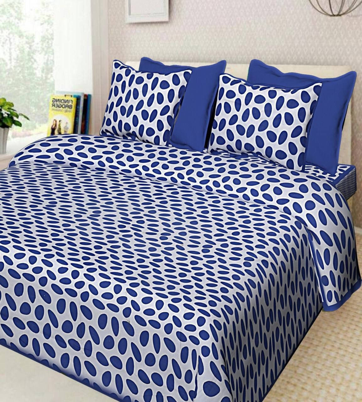 Navkaar Creation Cotton 1 Double Bedsheet with 2 Pillow Covers ( Blue ) Navkaar Creation Cotton 1 Double Bedsheet with 2 Pillow Covers ( Blue )