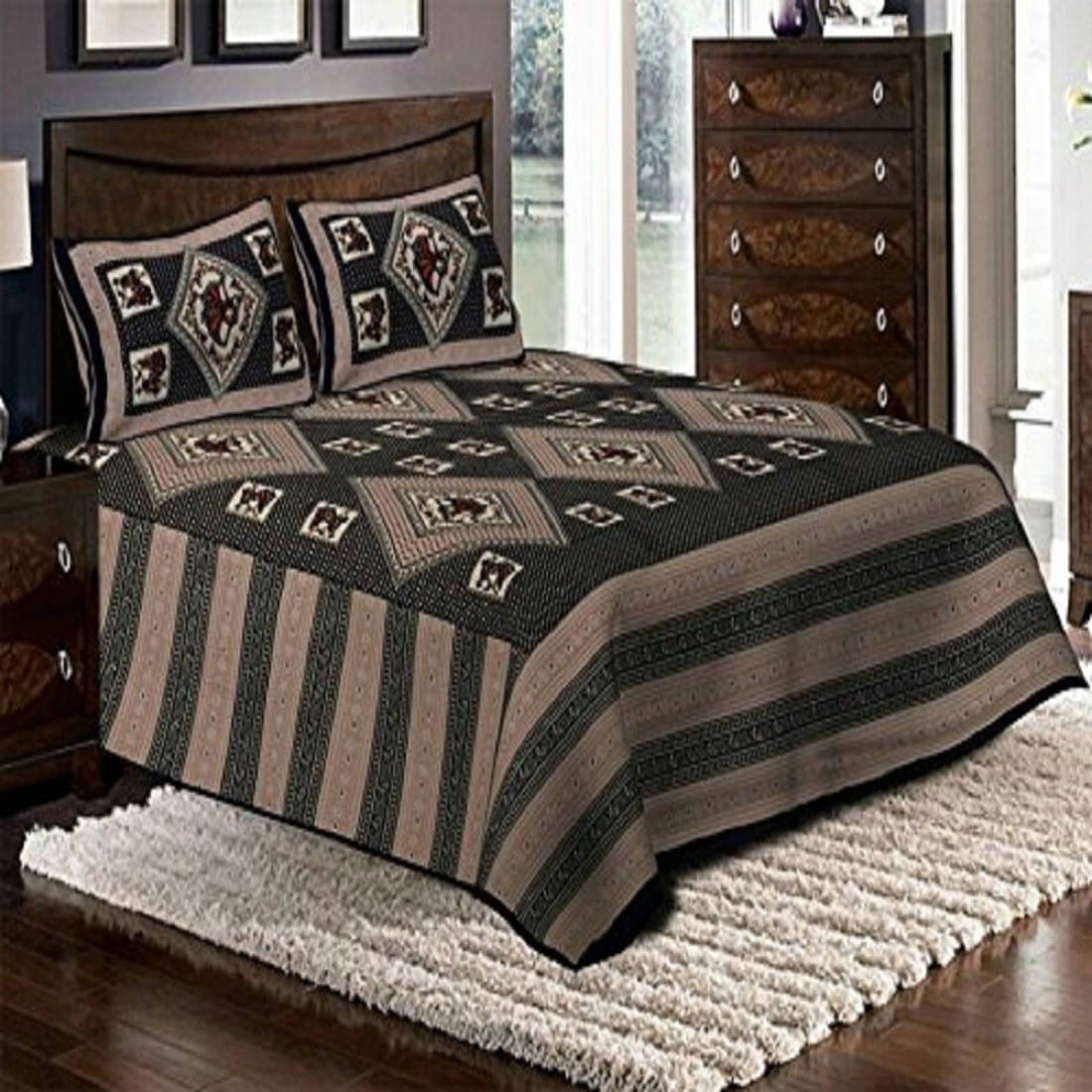Navkaar Creation Cotton 1 Double Bedsheet with 2 Pillow Covers ( Multicolor ) Navkaar Creation Cotton 1 Double Bedsheet with 2 Pillow Covers ( Multicolor )