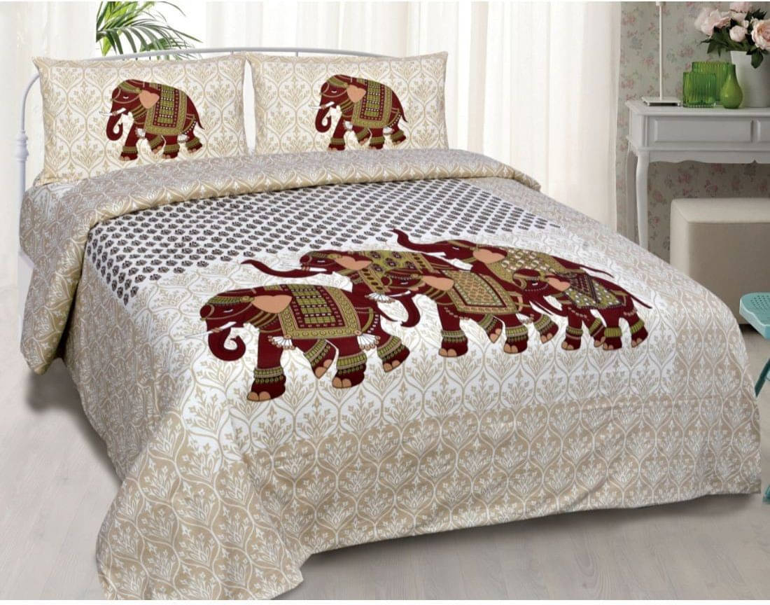 Navkaar Creation Cotton 1 Double Bedsheet with 2 Pillow Covers ( Beige ) Navkaar Creation Cotton 1 Double Bedsheet with 2 Pillow Covers ( Beige )