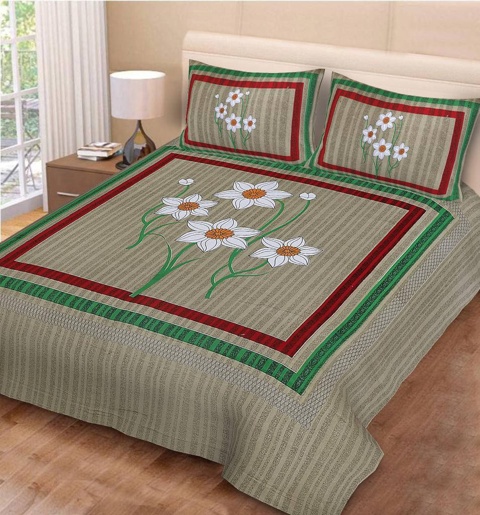 Navkaar Creation Cotton 1 Double Bedsheet with 2 Pillow Covers ( Green )     			Navkaar Creation Cotton 1 Double Bedsheet with 2 Pillow Covers ( Green )