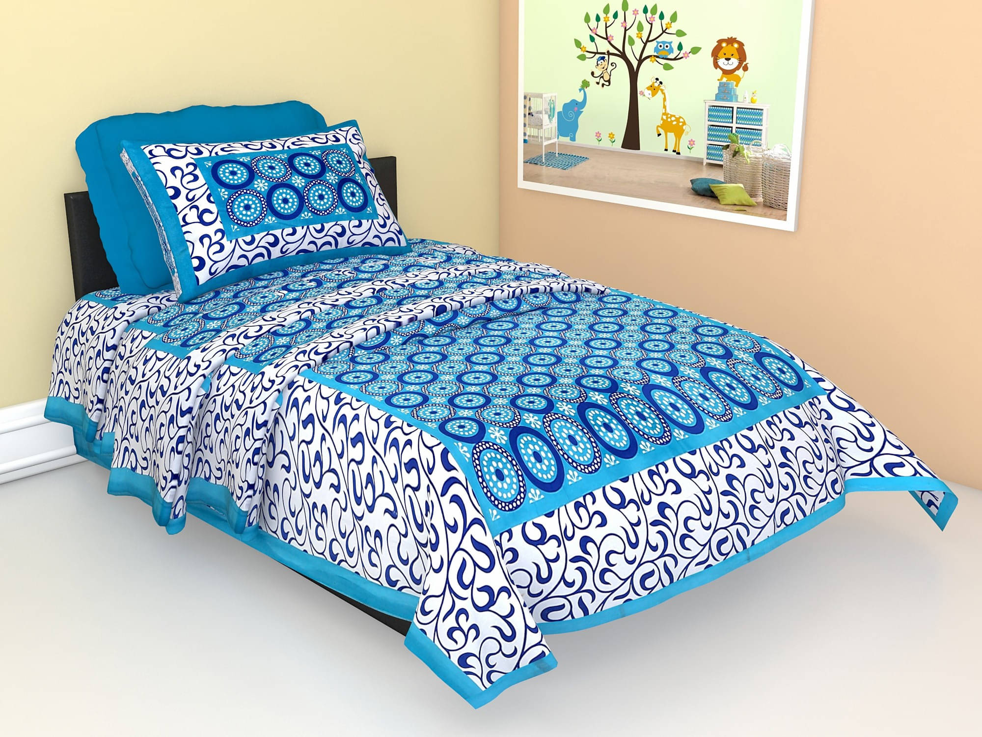 Navkaar Creation Cotton 1 Double Bedsheet with 2 Pillow Covers ( Blue ) Navkaar Creation Cotton 1 Double Bedsheet with 2 Pillow Covers ( Blue )