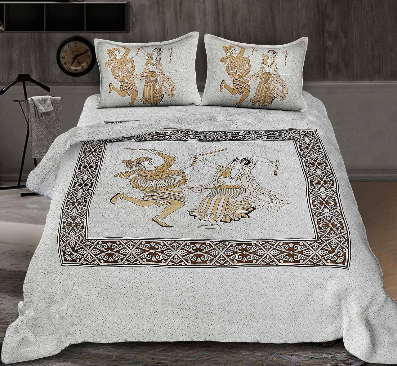     			Navkaar Creation Cotton 1 Double Bedsheet with 2 Pillow Covers ( Yellow )