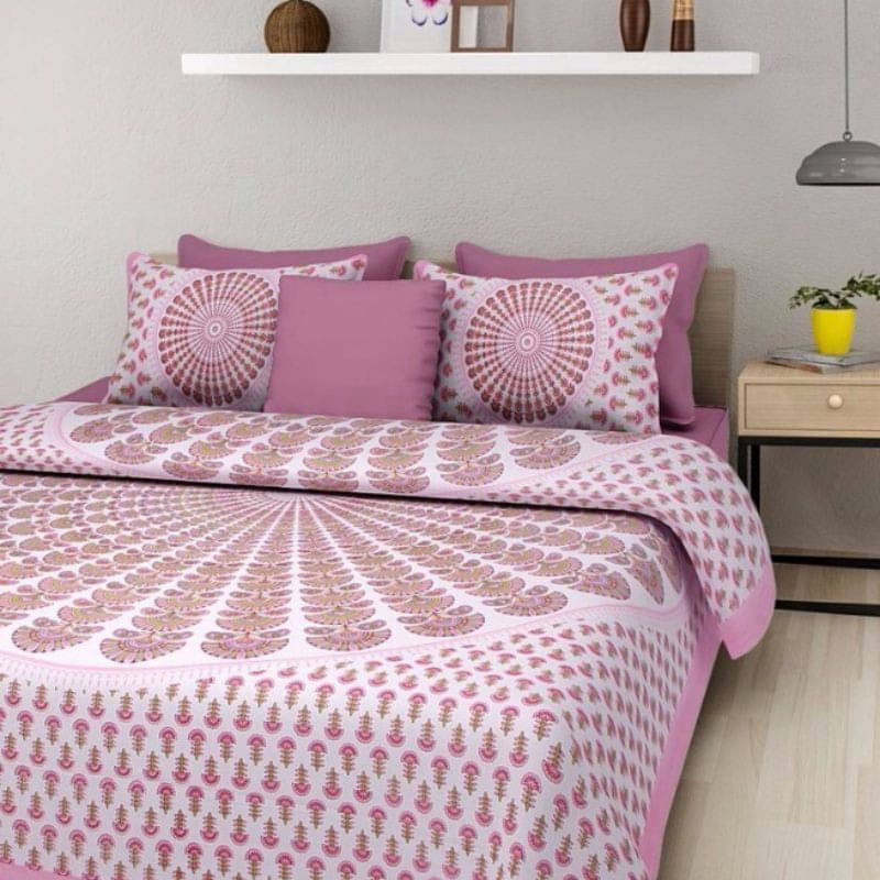     			Navkaar Creation Cotton 1 Double Bedsheet with 2 Pillow Covers ( Red )