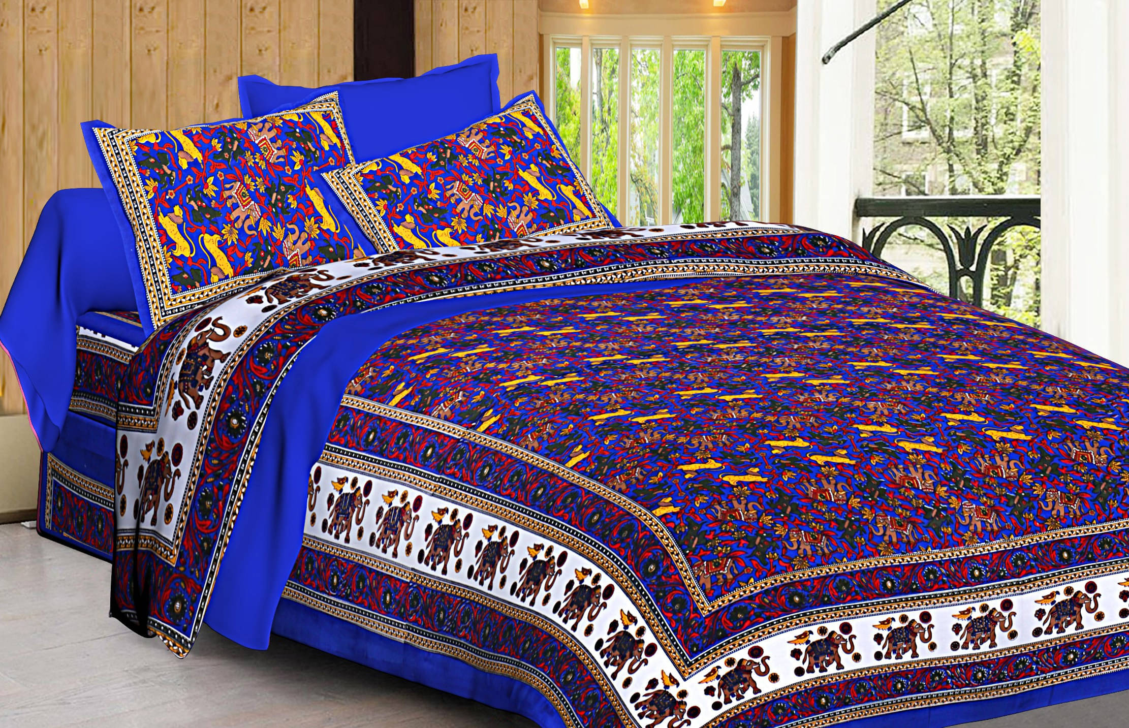 Navkaar Creation Cotton 1 Double Bedsheet with 2 Pillow Covers ( Multicolor ) Navkaar Creation Cotton 1 Double Bedsheet with 2 Pillow Covers ( Multicolor )
