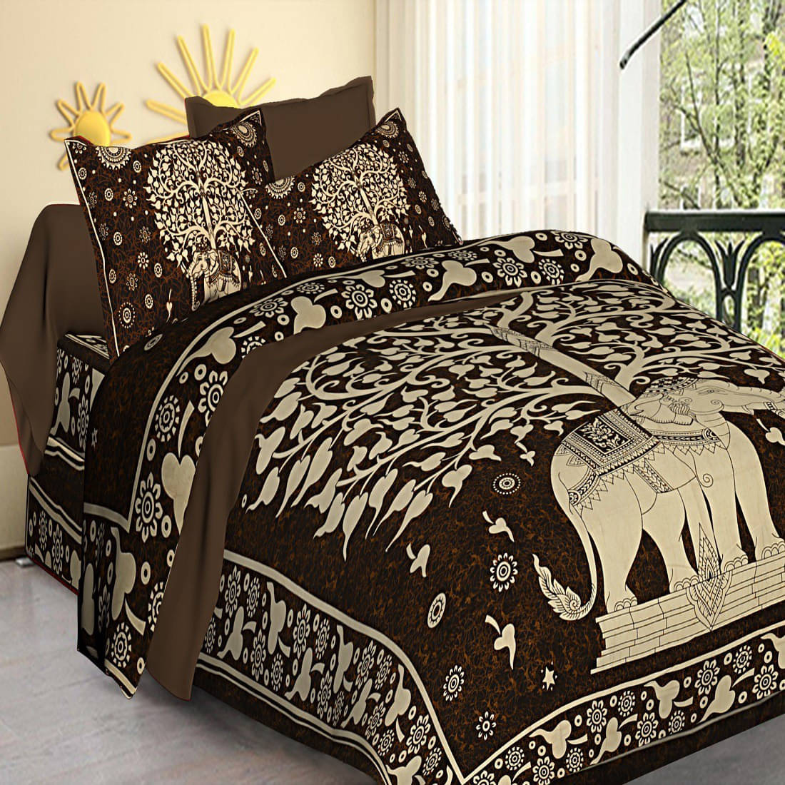 Navkaar Creation Cotton 1 Double Bedsheet with 2 Pillow Covers ( Black ) Navkaar Creation Cotton 1 Double Bedsheet with 2 Pillow Covers ( Black )