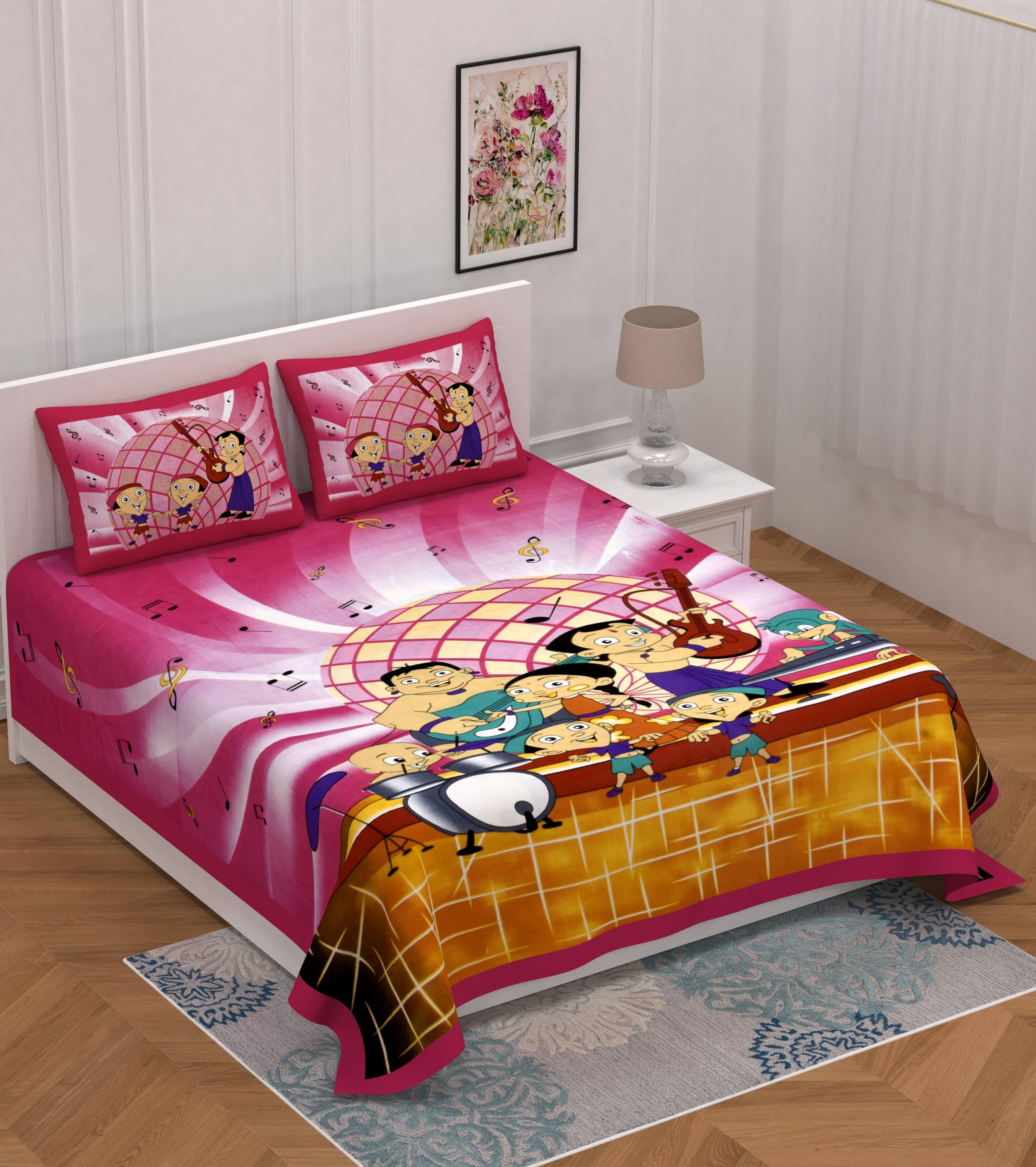 Navkaar Creation Cotton 1 Double Bedsheet with 2 Pillow Covers ( Pink ) Navkaar Creation Cotton 1 Double Bedsheet with 2 Pillow Covers ( Pink )