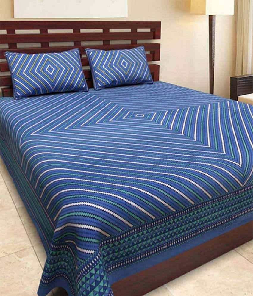 Navkaar Creation Cotton 1 Double Bedsheet with 2 Pillow Covers ( Blue ) Navkaar Creation Cotton 1 Double Bedsheet with 2 Pillow Covers ( Blue )