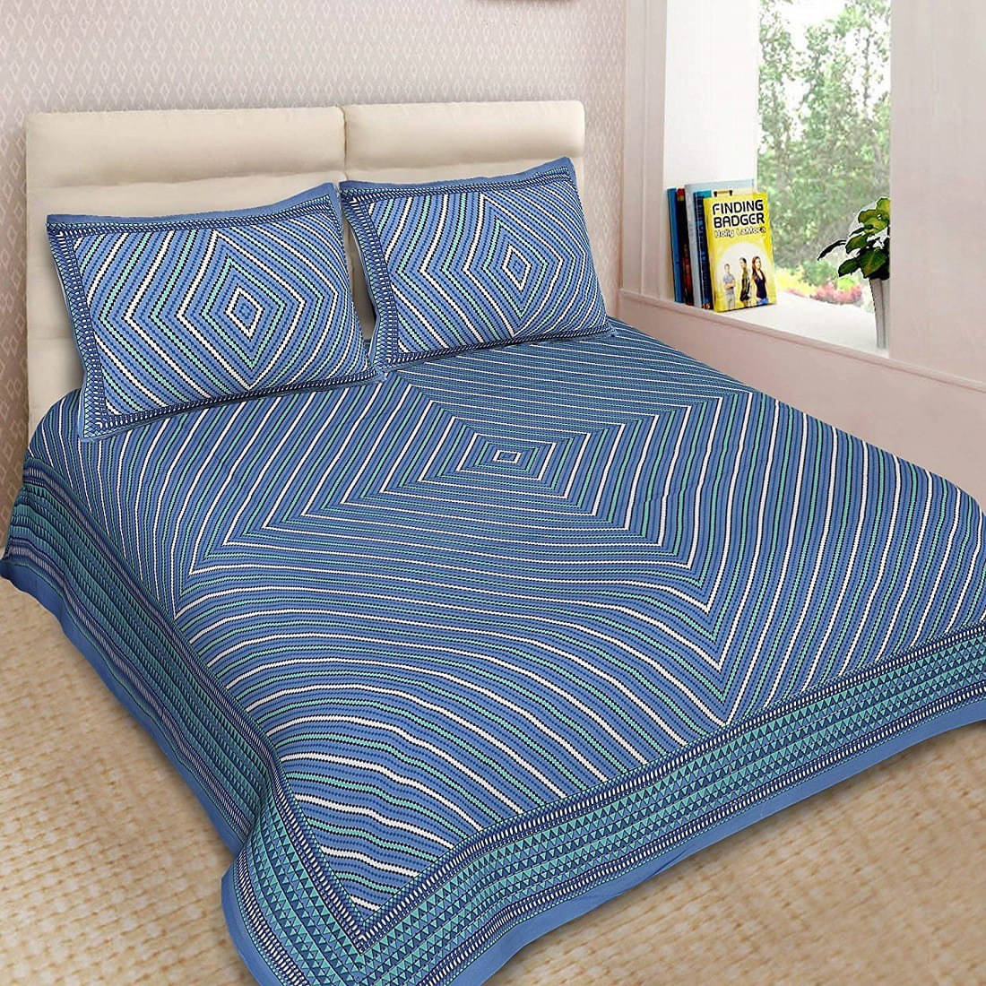 Navkaar Creation Cotton 1 Double Bedsheet with 2 Pillow Covers ( Blue ) Navkaar Creation Cotton 1 Double Bedsheet with 2 Pillow Covers ( Blue )