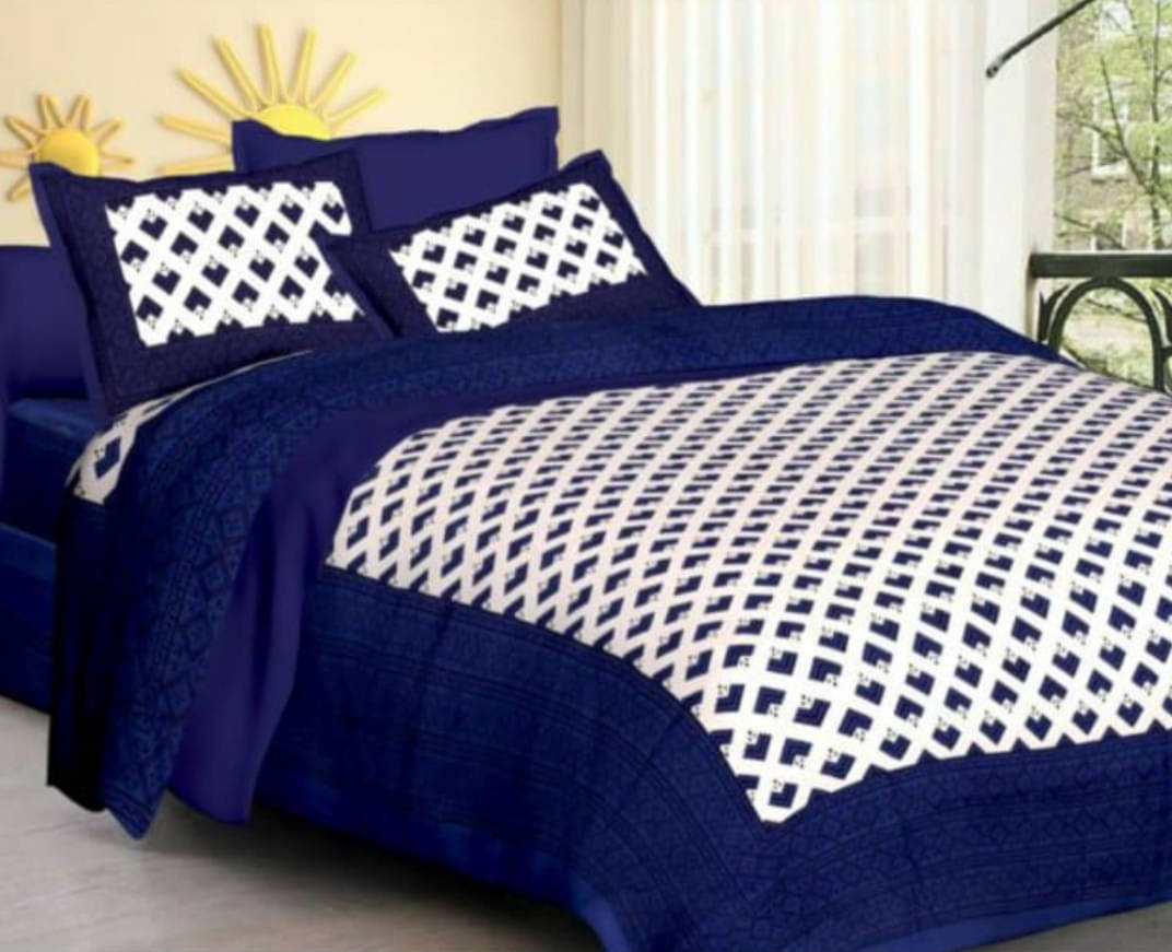 Navkaar Creation Cotton 1 Double Bedsheet with 2 Pillow Covers ( Blue ) Navkaar Creation Cotton 1 Double Bedsheet with 2 Pillow Covers ( Blue )