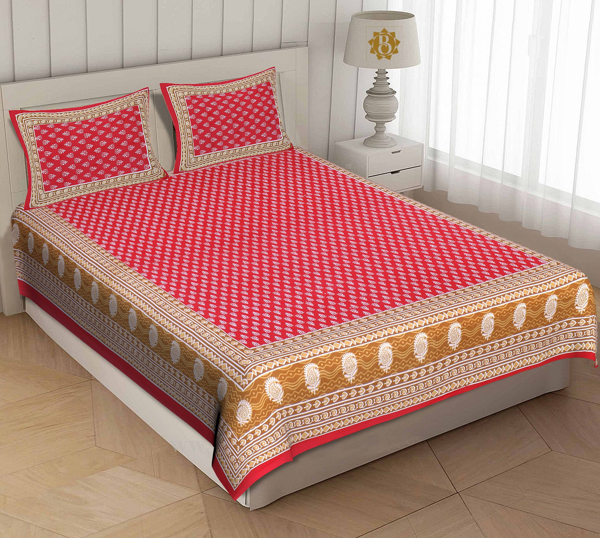 Navkaar Creation Cotton 1 Double Bedsheet with 2 Pillow Covers ( Multicolor ) Navkaar Creation Cotton 1 Double Bedsheet with 2 Pillow Covers ( Multicolor )