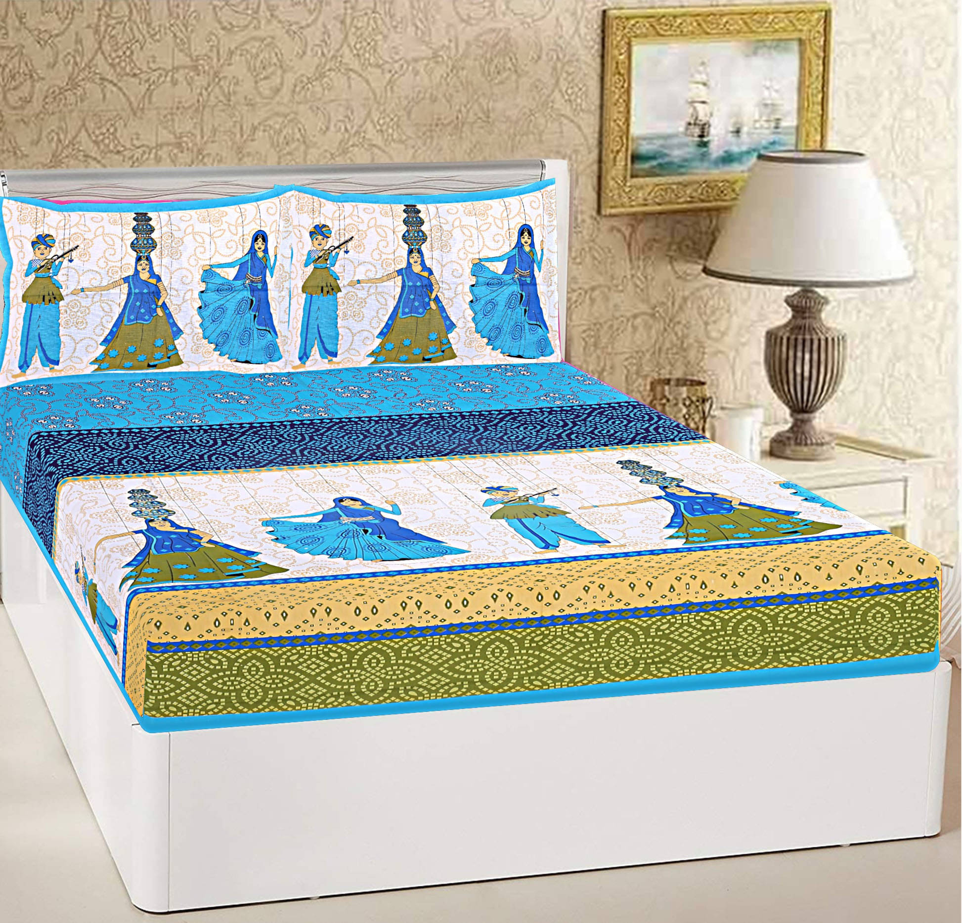 Navkaar Creation Cotton 1 Double Bedsheet with 2 Pillow Covers ( White ) Navkaar Creation Cotton 1 Double Bedsheet with 2 Pillow Covers ( White )