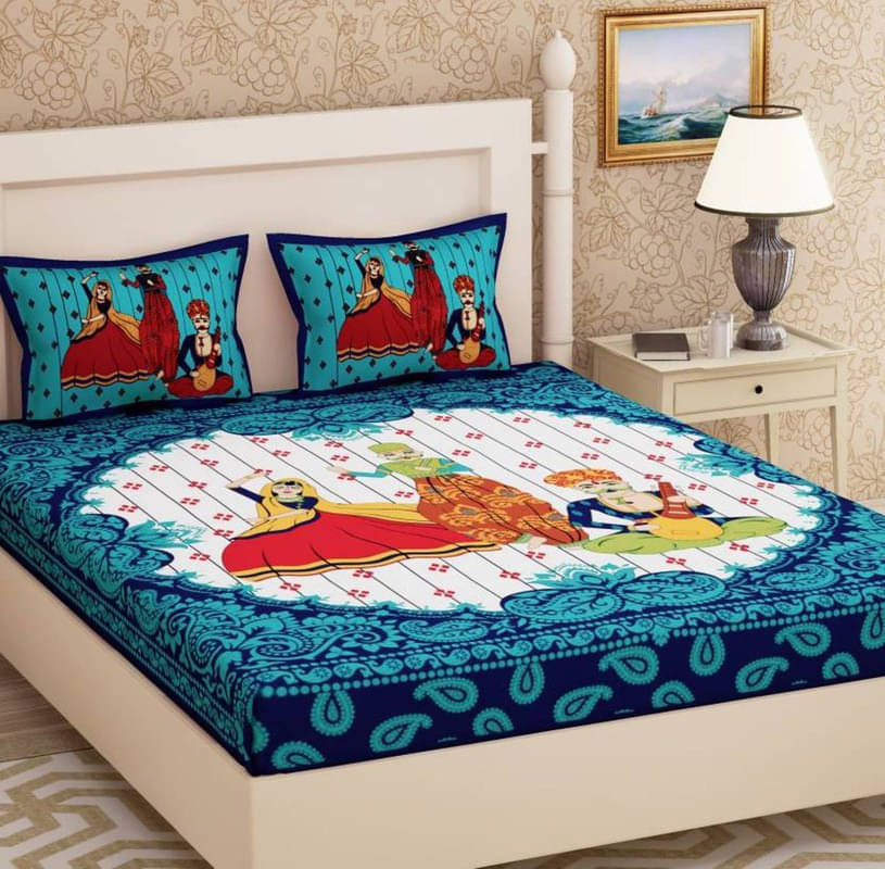 Navkaar Creation Cotton 1 Double Bedsheet with 2 Pillow Covers ( Blue ) Navkaar Creation Cotton 1 Double Bedsheet with 2 Pillow Covers ( Blue )