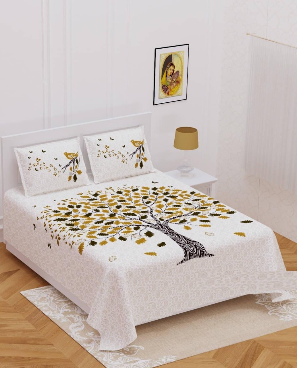     			Navkaar Creation Cotton 1 Double Bedsheet with 2 Pillow Covers ( Multicolor )