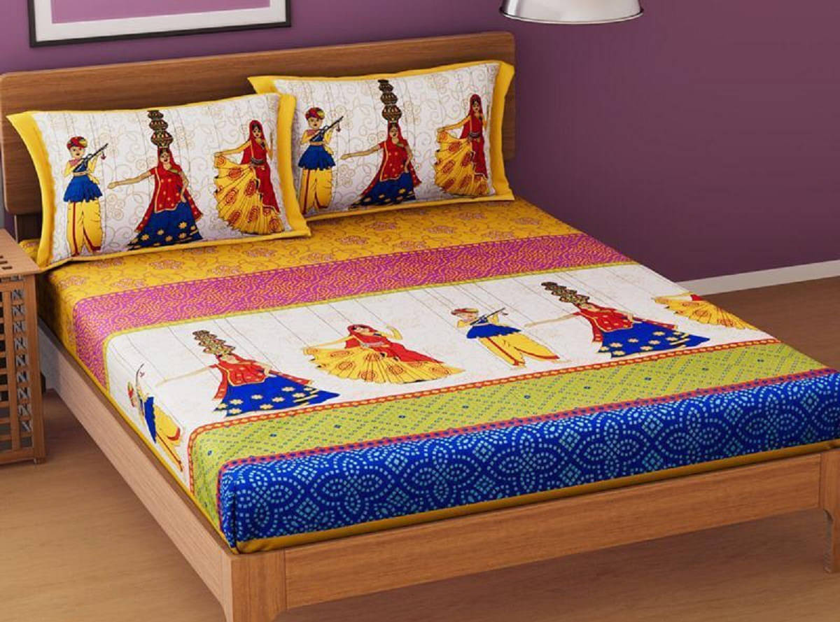 Navkaar Creation Cotton 1 Double Bedsheet with 2 Pillow Covers ( Yellow ) Navkaar Creation Cotton 1 Double Bedsheet with 2 Pillow Covers ( Yellow )