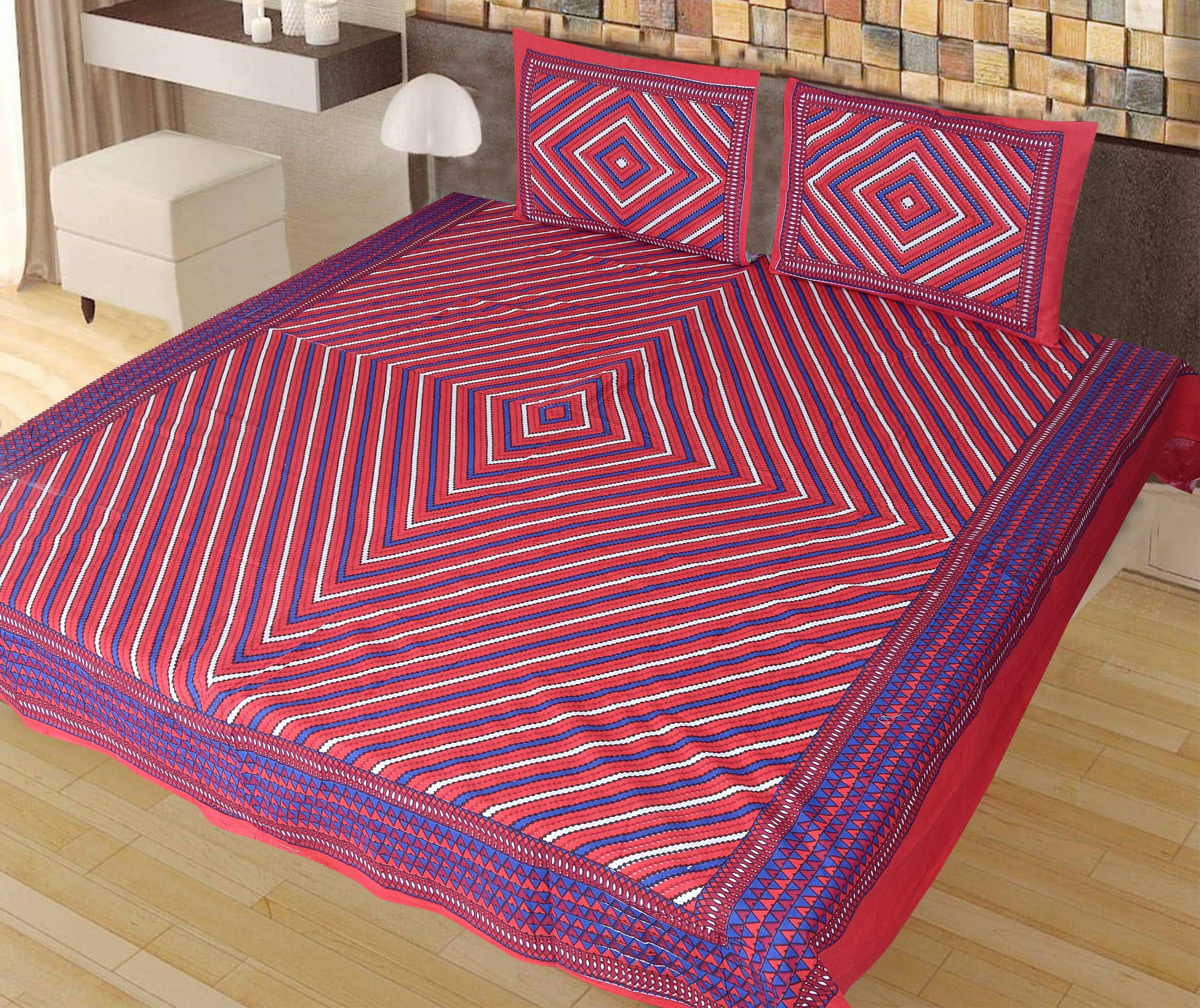 Navkaar Creation Cotton 1 Double Bedsheet with 2 Pillow Covers ( Red ) Navkaar Creation Cotton 1 Double Bedsheet with 2 Pillow Covers ( Red )