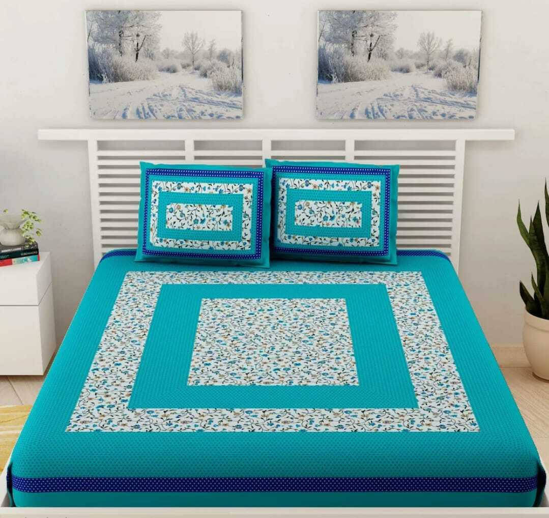 Navkaar Creation Cotton 1 Double Bedsheet with 2 Pillow Covers ( Blue ) Navkaar Creation Cotton 1 Double Bedsheet with 2 Pillow Covers ( Blue )