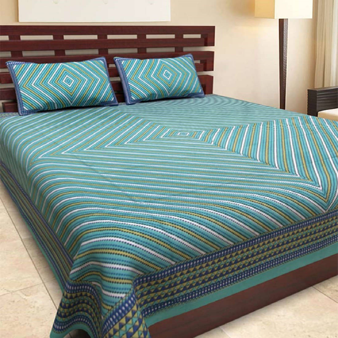 Navkaar Creation Cotton 1 Double Bedsheet with 2 Pillow Covers ( Green ) Navkaar Creation Cotton 1 Double Bedsheet with 2 Pillow Covers ( Green )