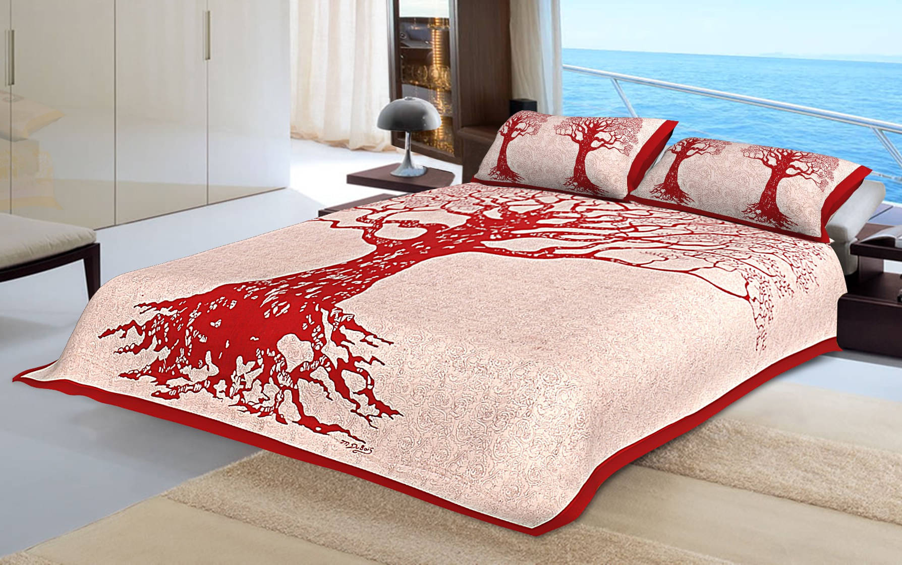 Navkaar Creation Cotton 1 Double Bedsheet with 2 Pillow Covers ( Red ) Navkaar Creation Cotton 1 Double Bedsheet with 2 Pillow Covers ( Red )