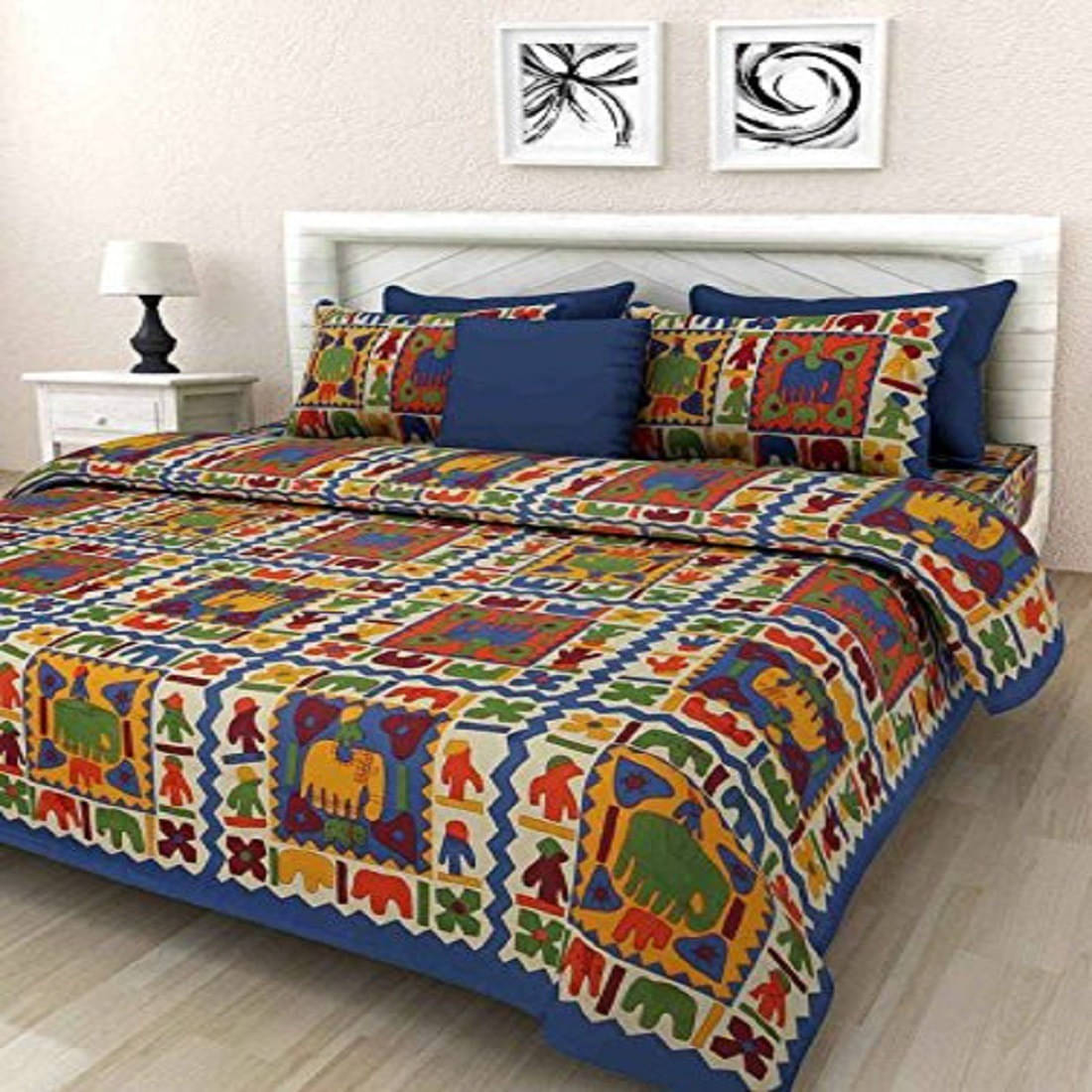 Navkaar Creation Cotton 1 Double Bedsheet with 2 Pillow Covers ( Blue ) Navkaar Creation Cotton 1 Double Bedsheet with 2 Pillow Covers ( Blue )