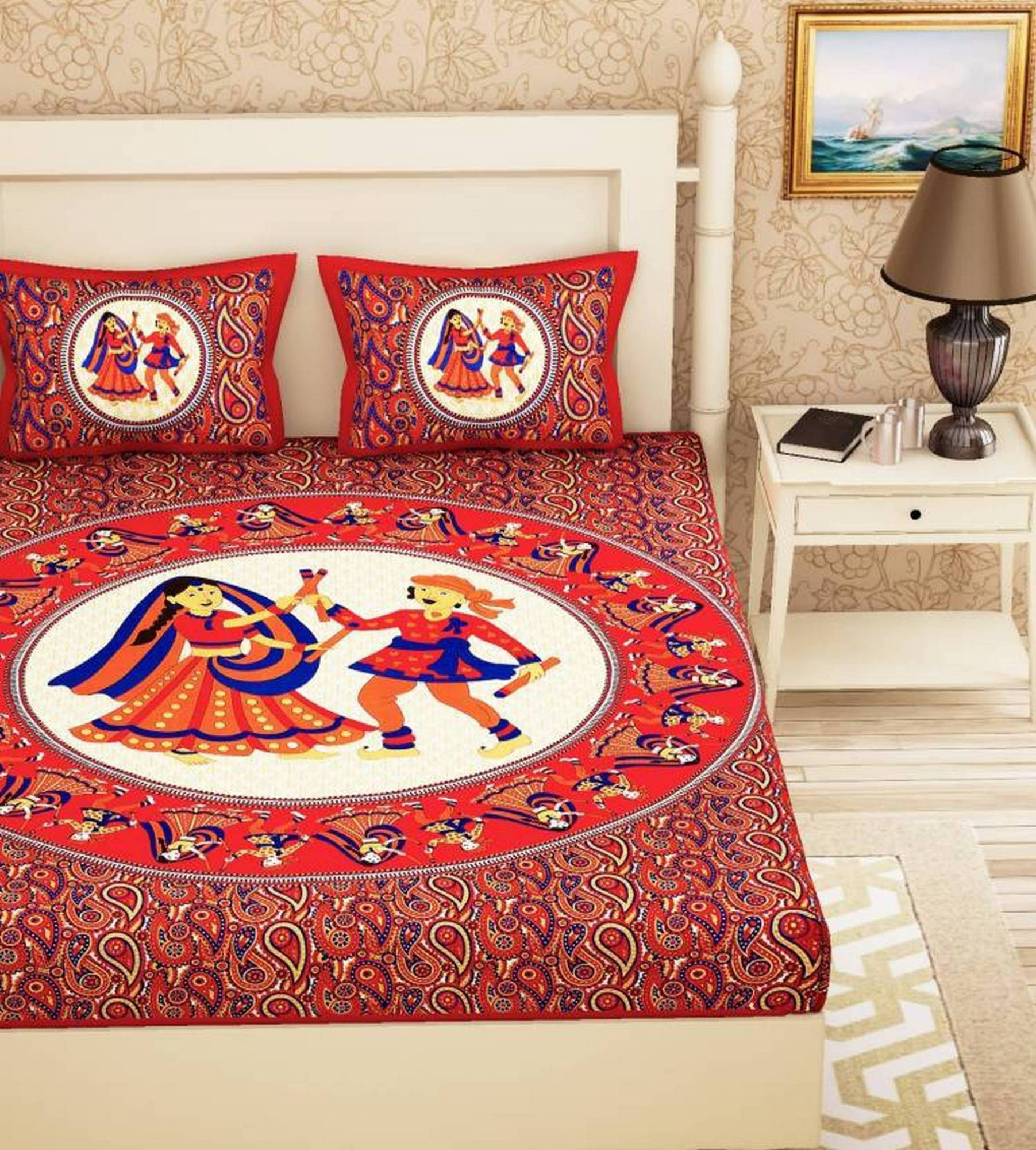 Navkaar Creation Cotton 1 Double Bedsheet with 2 Pillow Covers ( Red ) Navkaar Creation Cotton 1 Double Bedsheet with 2 Pillow Covers ( Red )