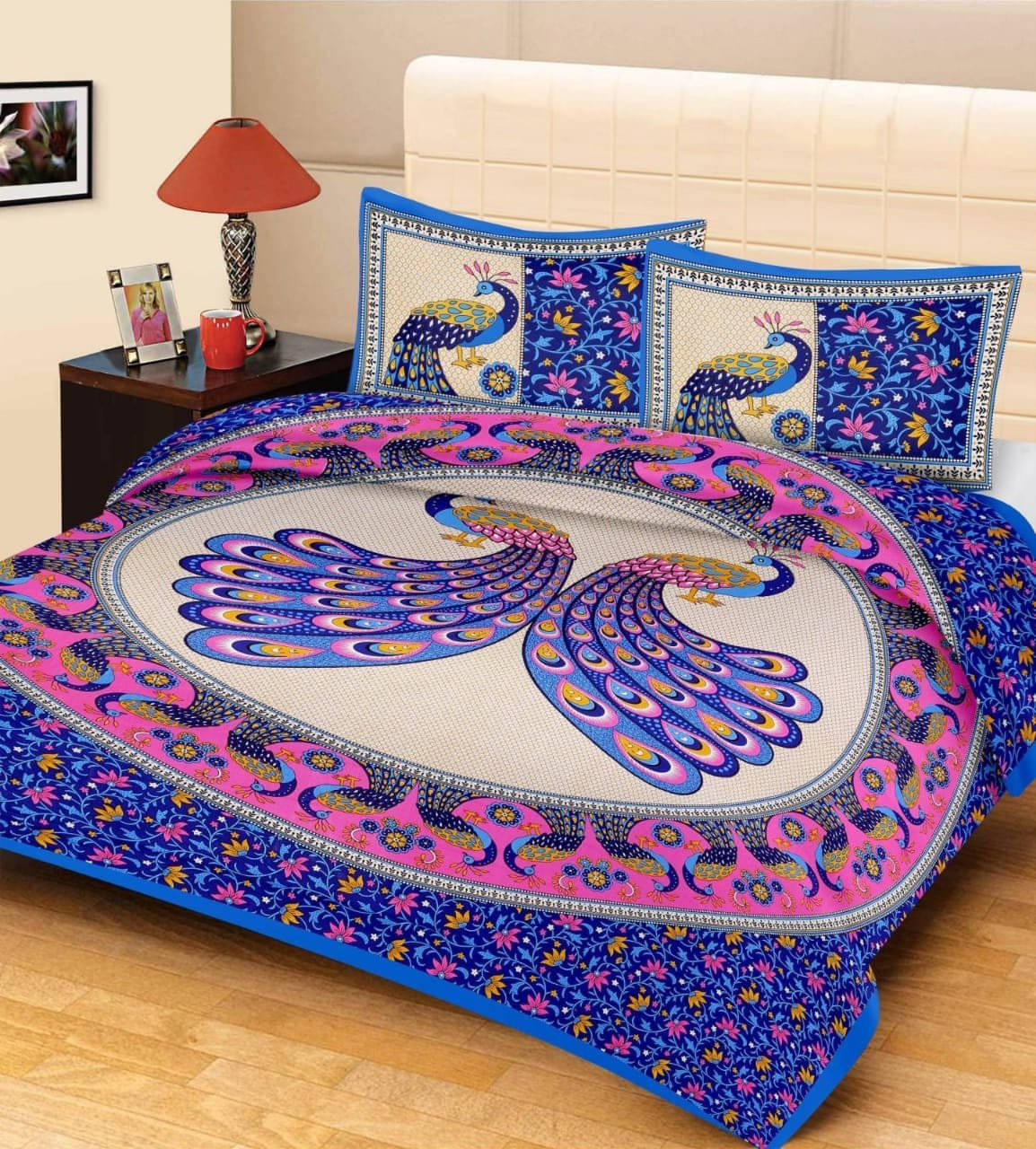 Navkaar Creation Cotton 1 Double Bedsheet with 2 Pillow Covers ( Blue ) Navkaar Creation Cotton 1 Double Bedsheet with 2 Pillow Covers ( Blue )