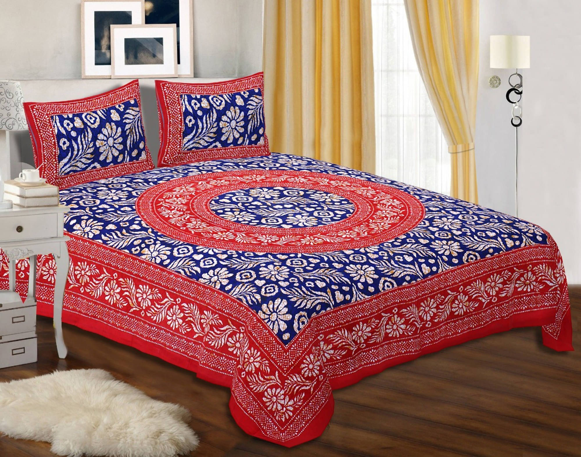 Navkaar Creation Cotton 1 Double Bedsheet with 2 Pillow Covers ( Red )     			Navkaar Creation Cotton 1 Double Bedsheet with 2 Pillow Covers ( Red )